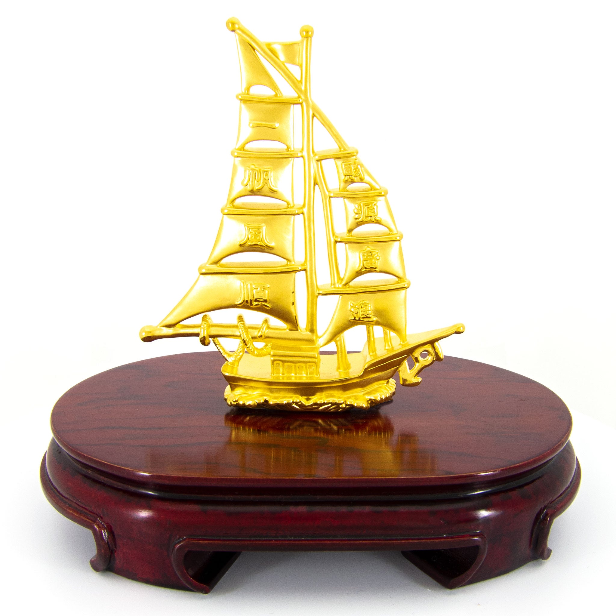 24K Gold Plated Sailing Boat Model - Luxury Home Decor & Office Display - Perfect for Nautical Theme Gifts, Wedding Favors, and Yacht Club Decorations