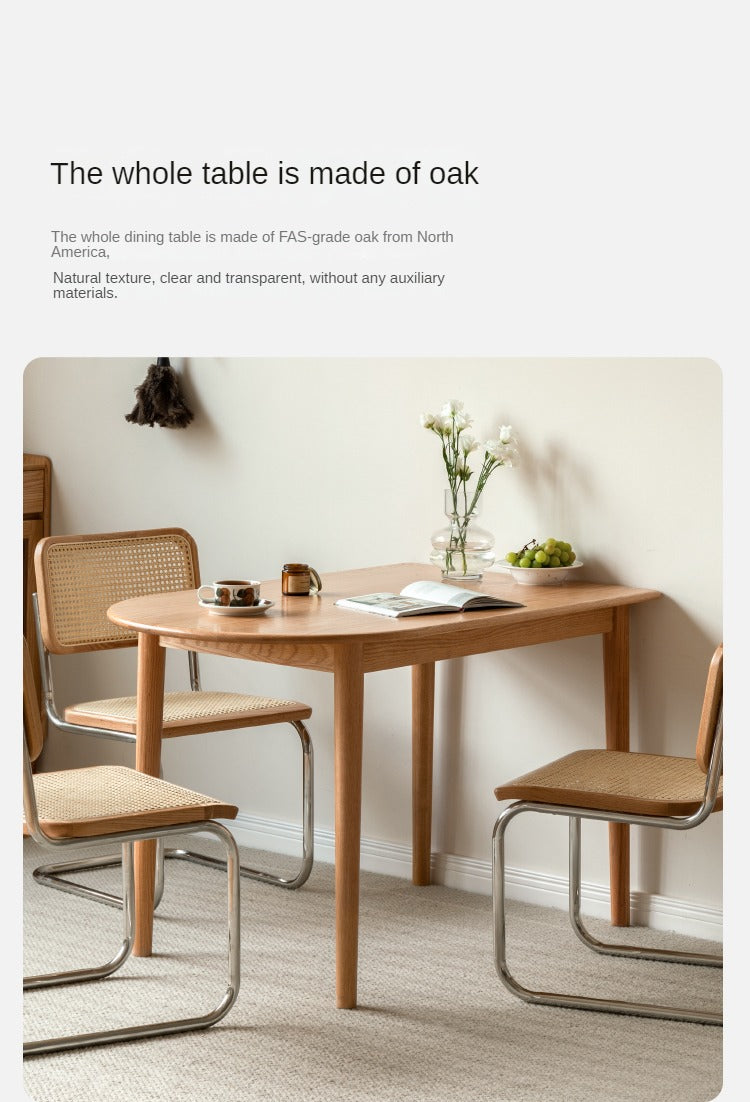 Solid Oak Wood Rock Slab Semi-Circular Dining Table - Rustic Modern Farmhouse Style for Kitchen, Dining Room & Outdoor Patio