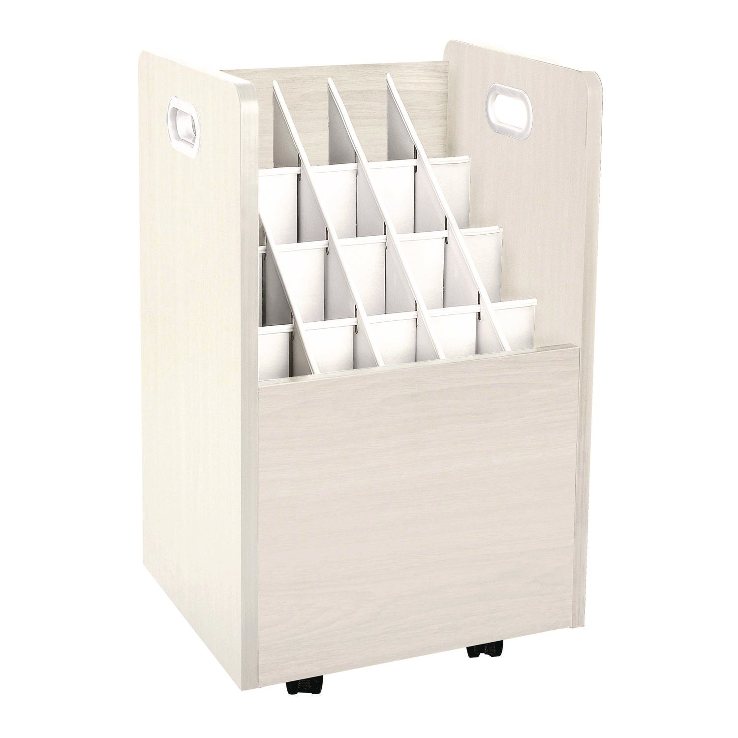 AdirOffice 20-Slot Rolling Blueprint Storage Cabinet - Mobile Wood File Organizer for Large Documents (15.25