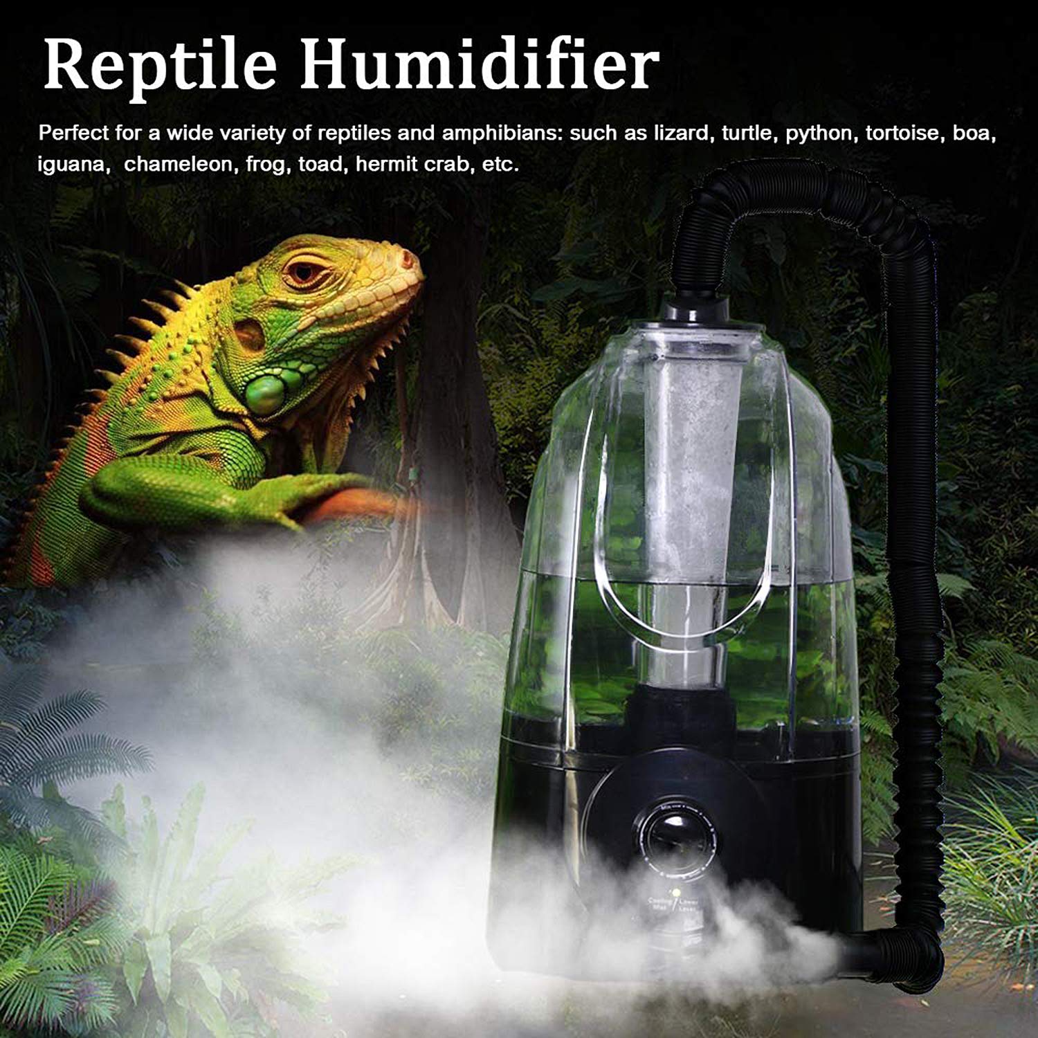 Coospider 3L Reptile Fogger Terrarium Humidifier - 380L/h High Output Mister for Reptiles, Amphibians & Herps - Ideal for Tropical Terrariums, Vivariums & Pet Habitats