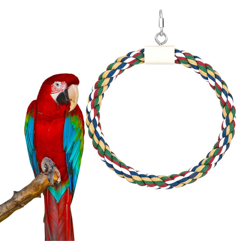 Balacoo Parrot Toys - Bird Cage Climbing & Biting Toys for Conures, Parakeets, Long Tail Birds - Cotton Rope Swing & Bungee Cord Accessories - Perfect for Playtime & Exercise in Bird Cages