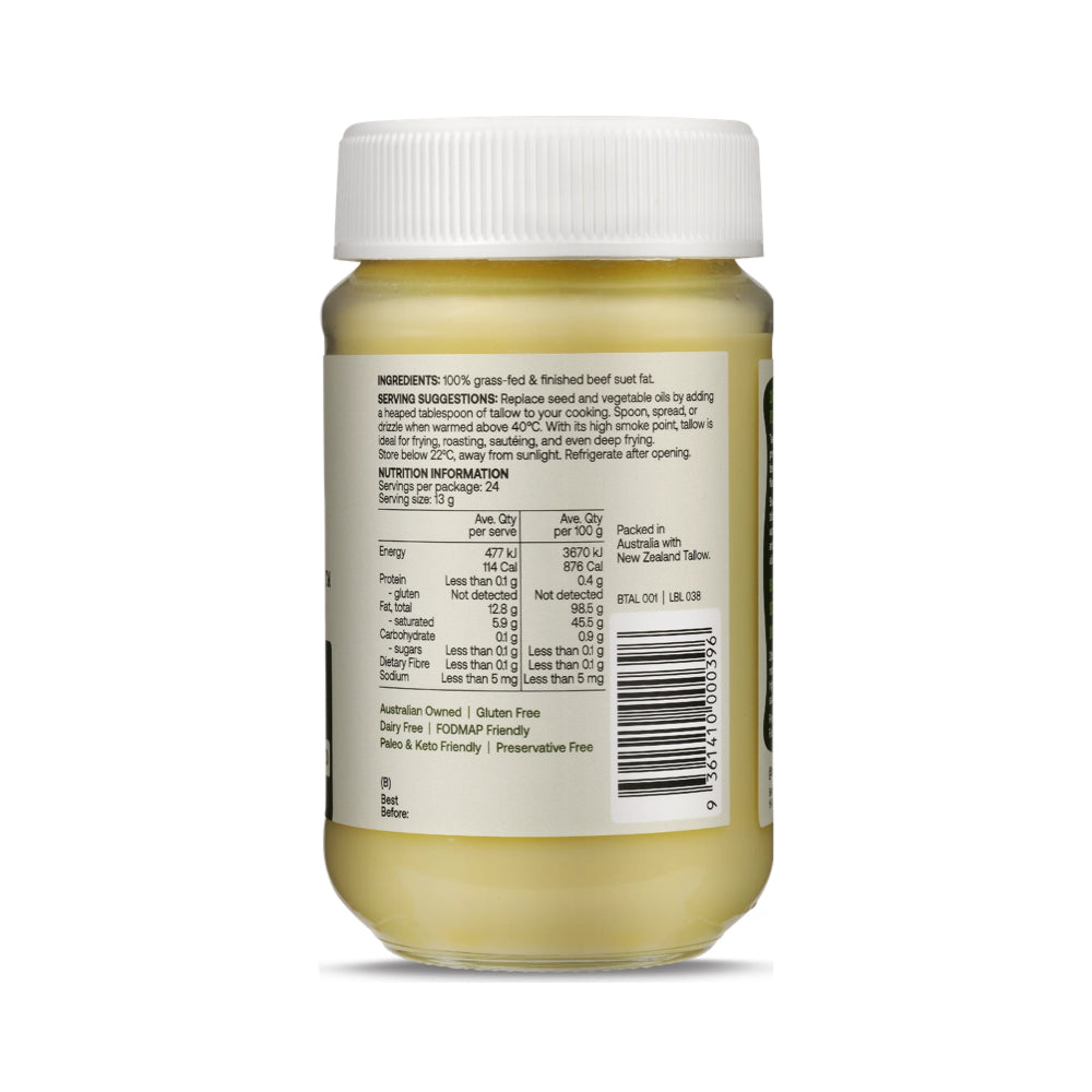 Pure Grass-Fed Beef Tallow Suet Dripping - 320g | All-Natural Cooking Fat for Keto, Paleo & Baking | Perfect for Frying, Roasting & Skincare