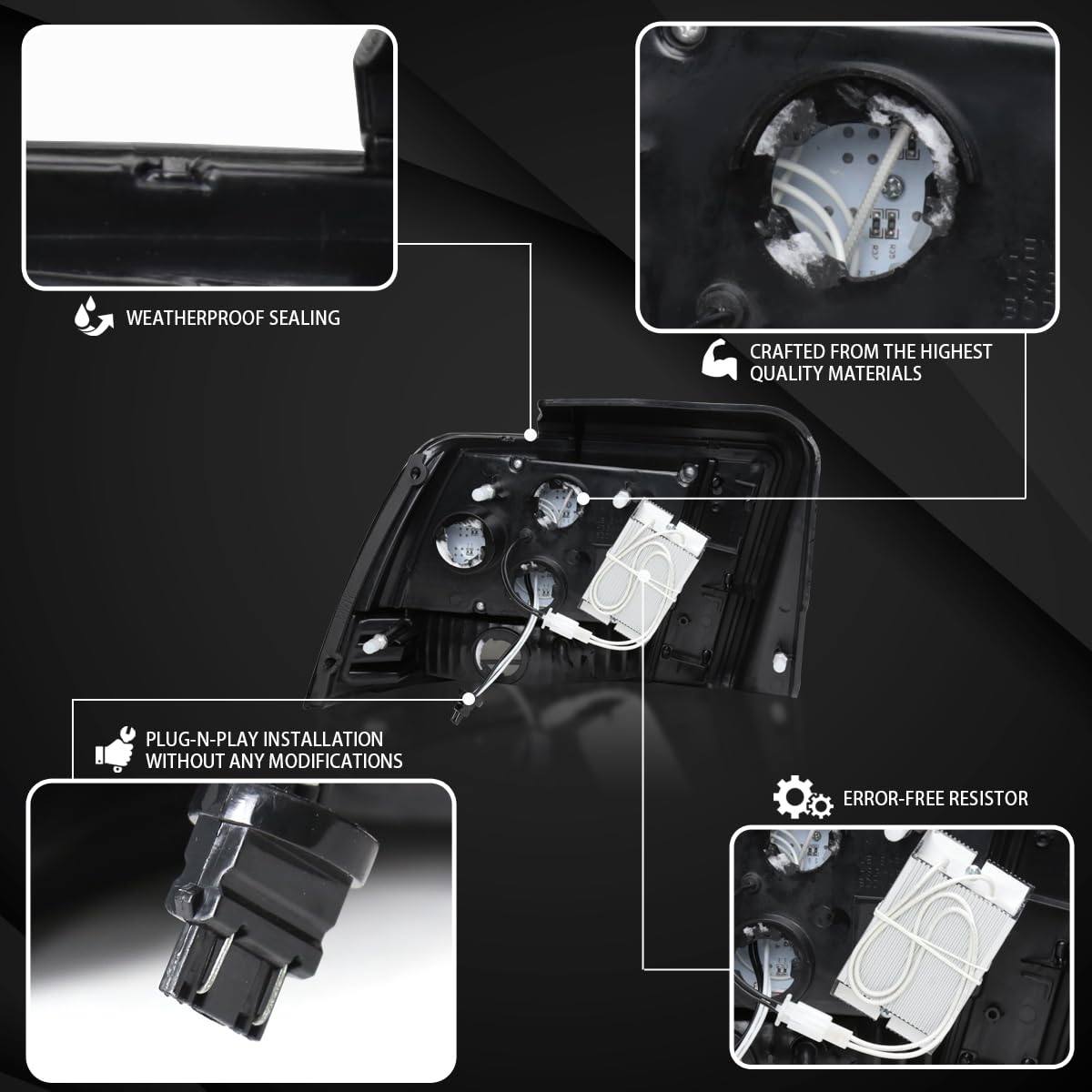 AUTOZENSATION Black Sequential LED Tail Lights for 1999-2004 Ford Mustang - Left & Right Pair Assembly - Upgrade Your Mustang's Style & Visibility for Night Driving & Car Shows