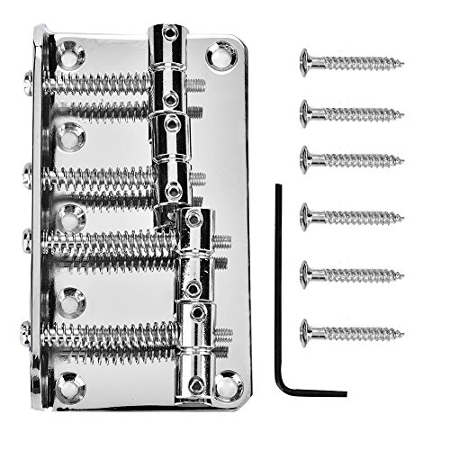 Tbest Vintage Bass Guitar Bridge - 4 String Electric Bass Replacement Bridge in 3 Colors (Silver) | Perfect for Jazz, Rock & Studio Performances