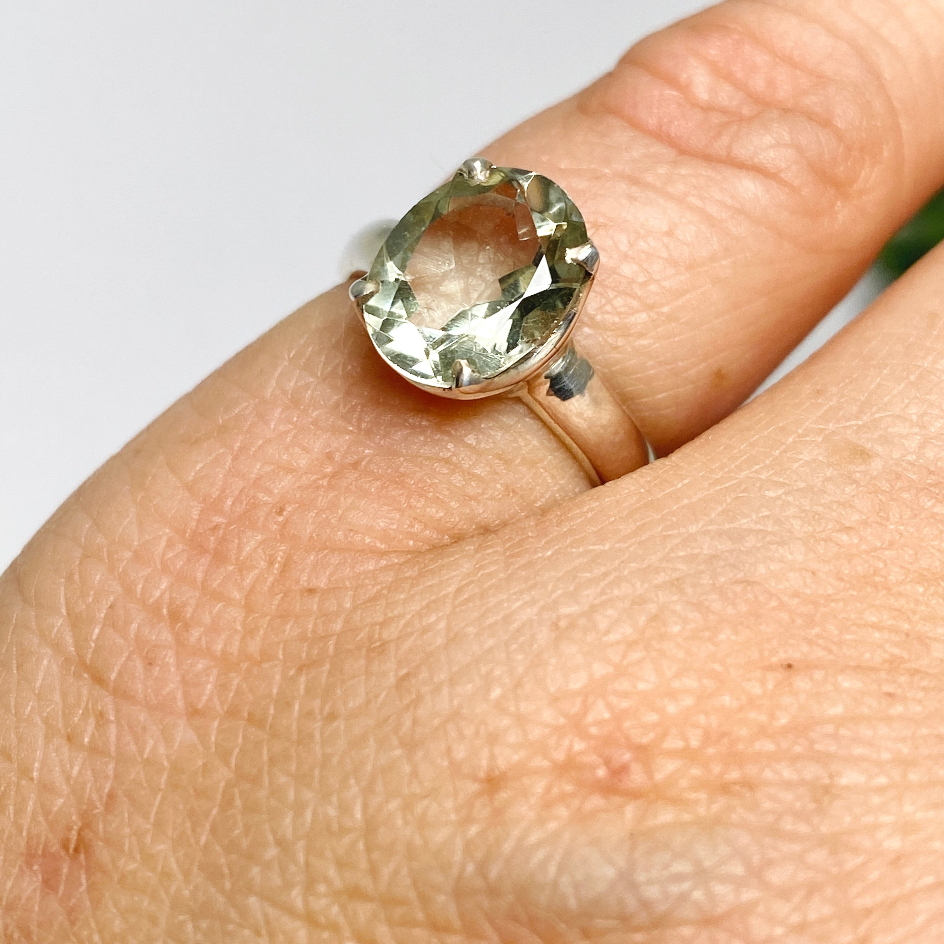 Prasiolite (Green Amethyst) Oval Faceted Ring - Size 4.5 - PRGJ626 - Elegant Jewelry for Women, Perfect for Weddings, Anniversaries & Special Occasions