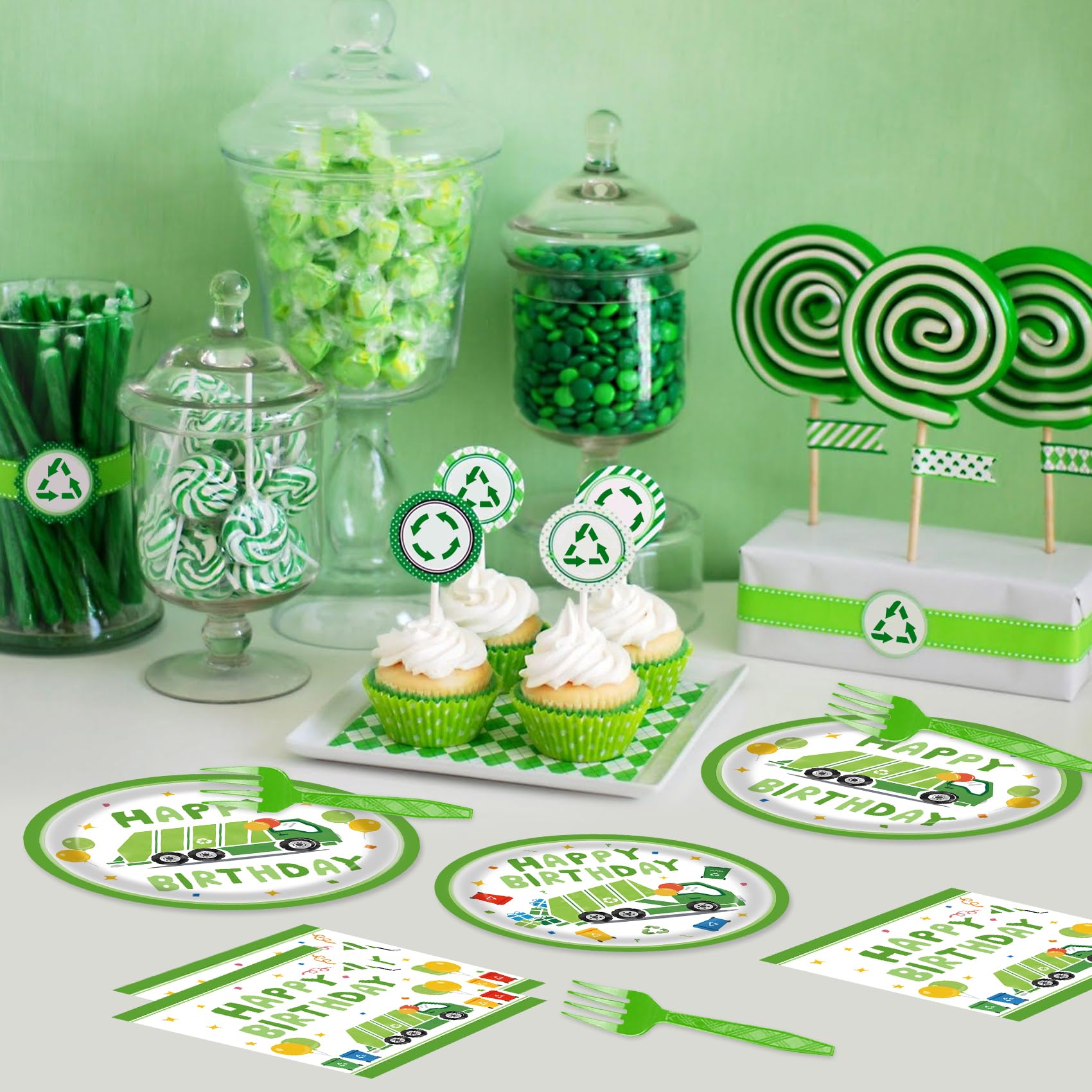 96 Pcs Garbage Truck Themed Paper Plates - Fun Garbage Truck Birthday Party Supplies & Decorations for Kids - Perfect for Garbage Truck Themed Parties, Birthday Favors, and Kids' Celebrations
