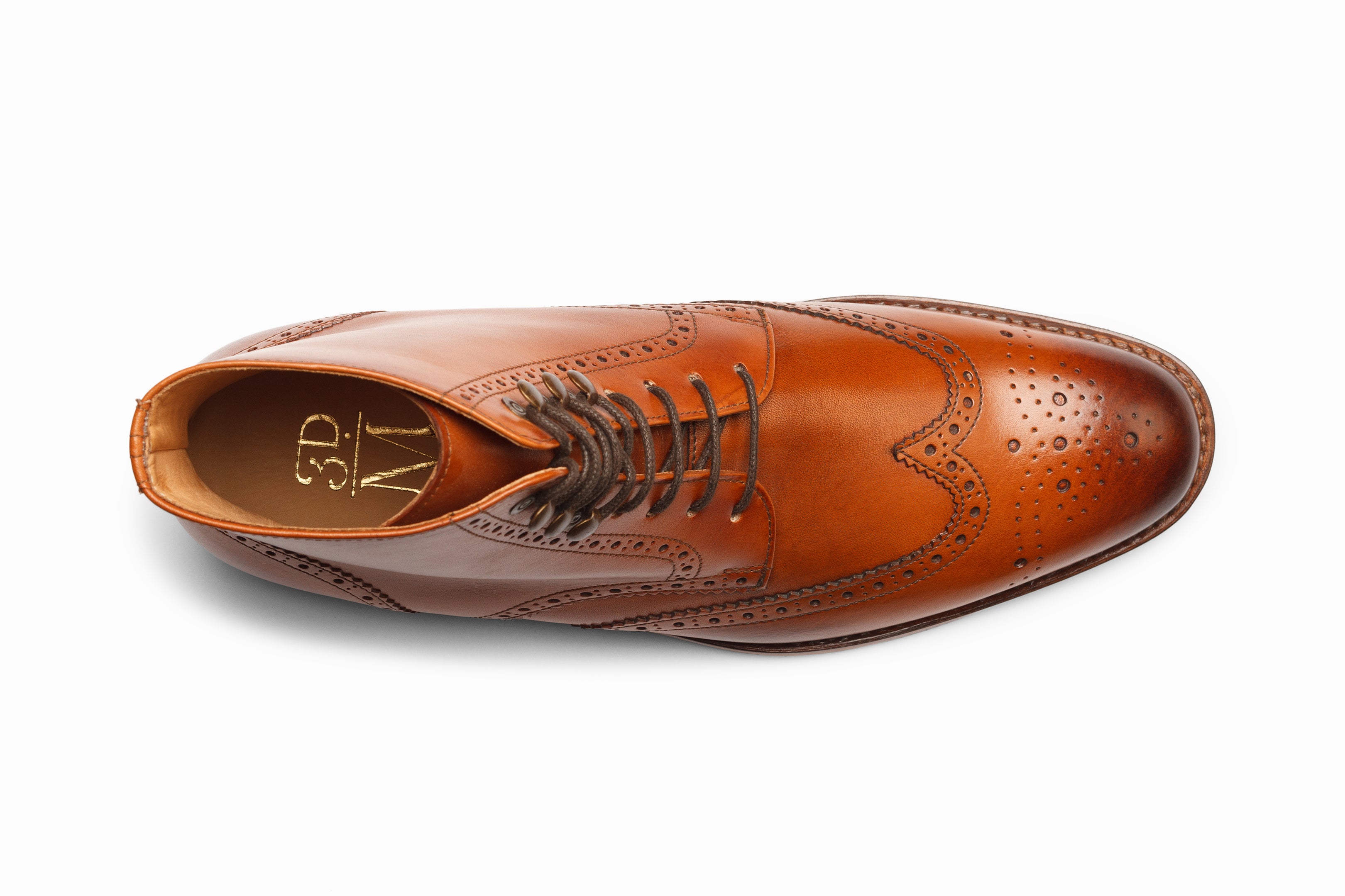 Premium Leather Wingtip Brogue Boots for Men - Classic Tan Oxford Style Dress Shoes - Perfect for Business, Formal Events & Office Wear