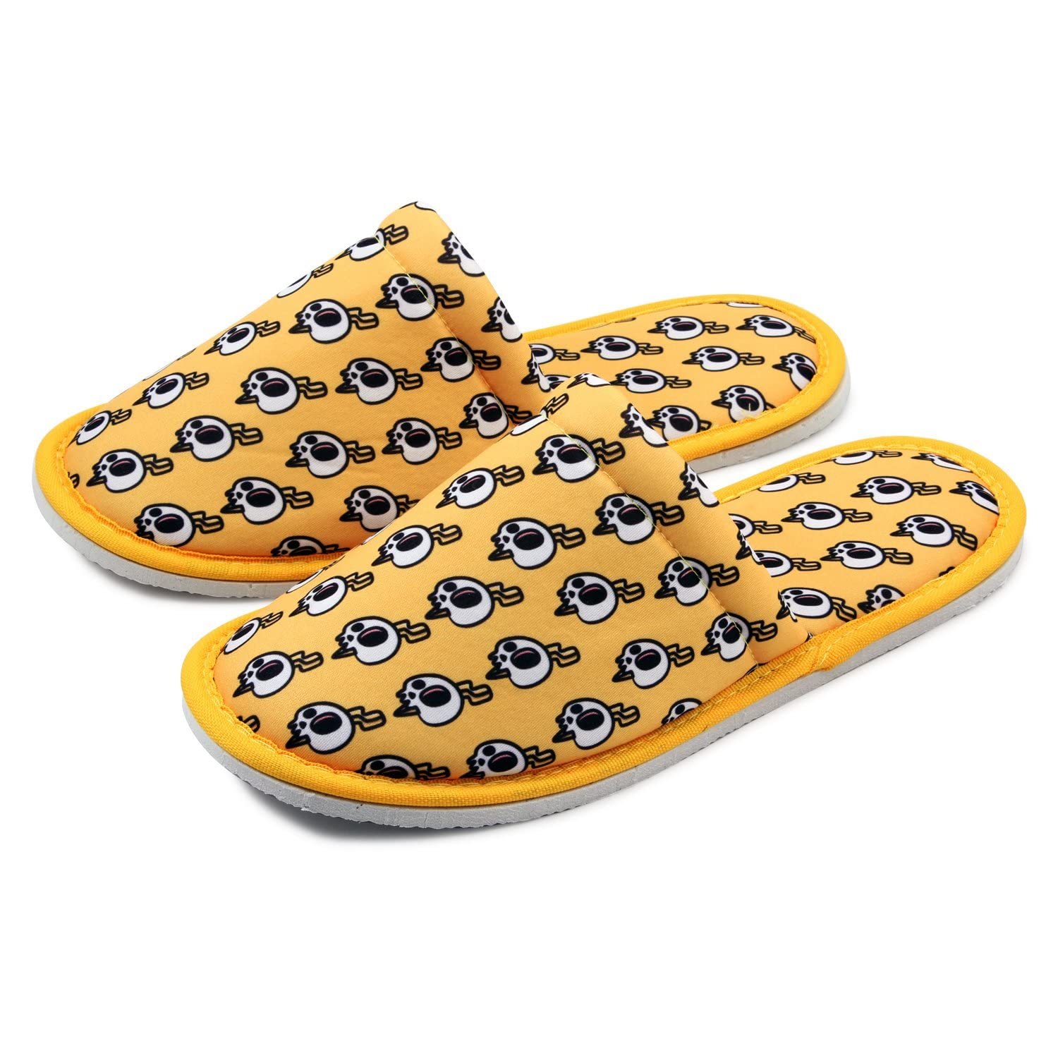 CHOCHILI Men's Lightning Skull Slippers - Yellow & White Lightweight House Shoes for Indoor Use, Size 8-10 - Perfect for Home, Office & Dorm Comfort Walking