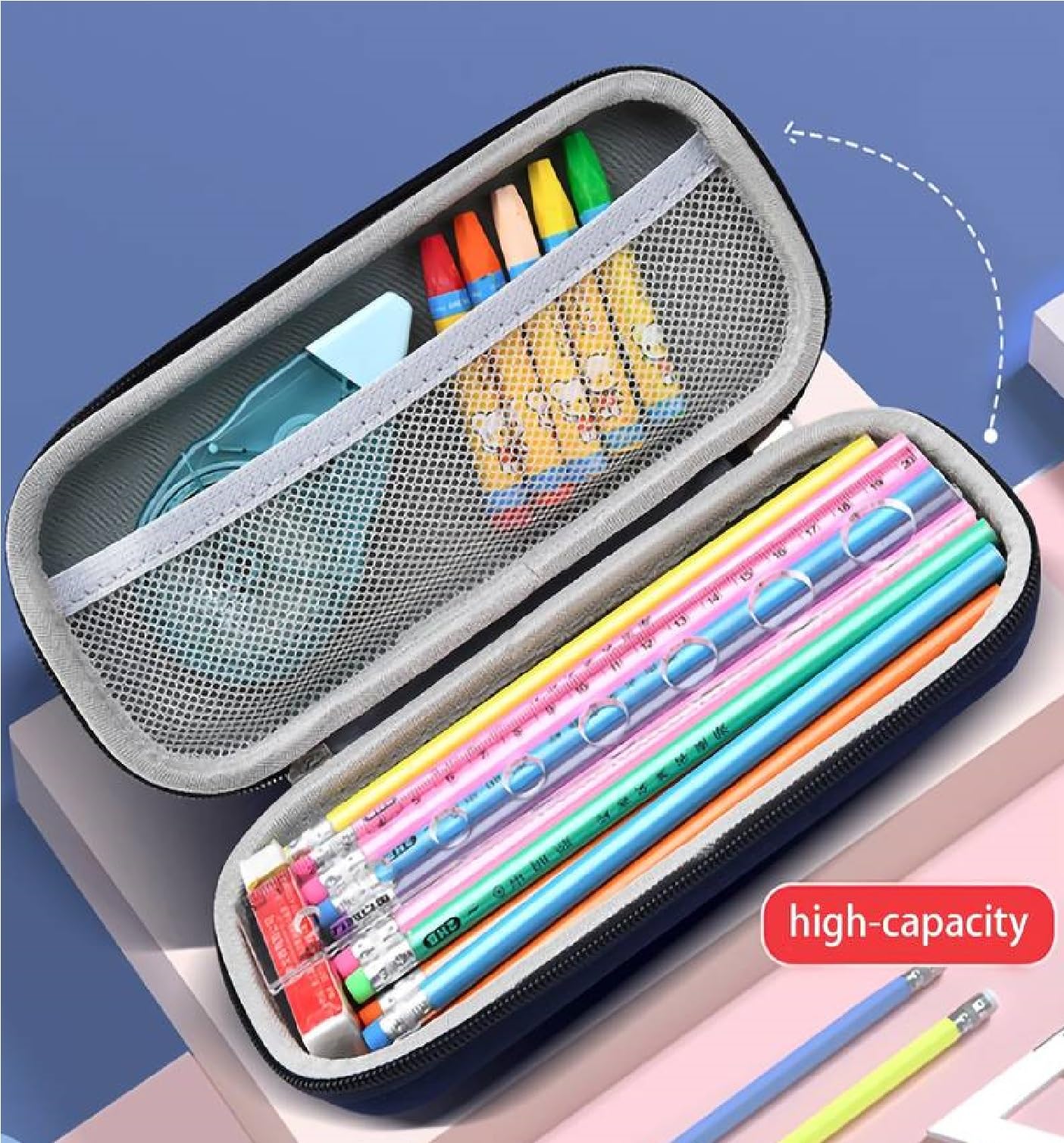 Premium Pencil Case Box for School & Office - Stylish Stationery Organizer with Multiple Compartments - Perfect for Students, Teachers & Professionals (Black)