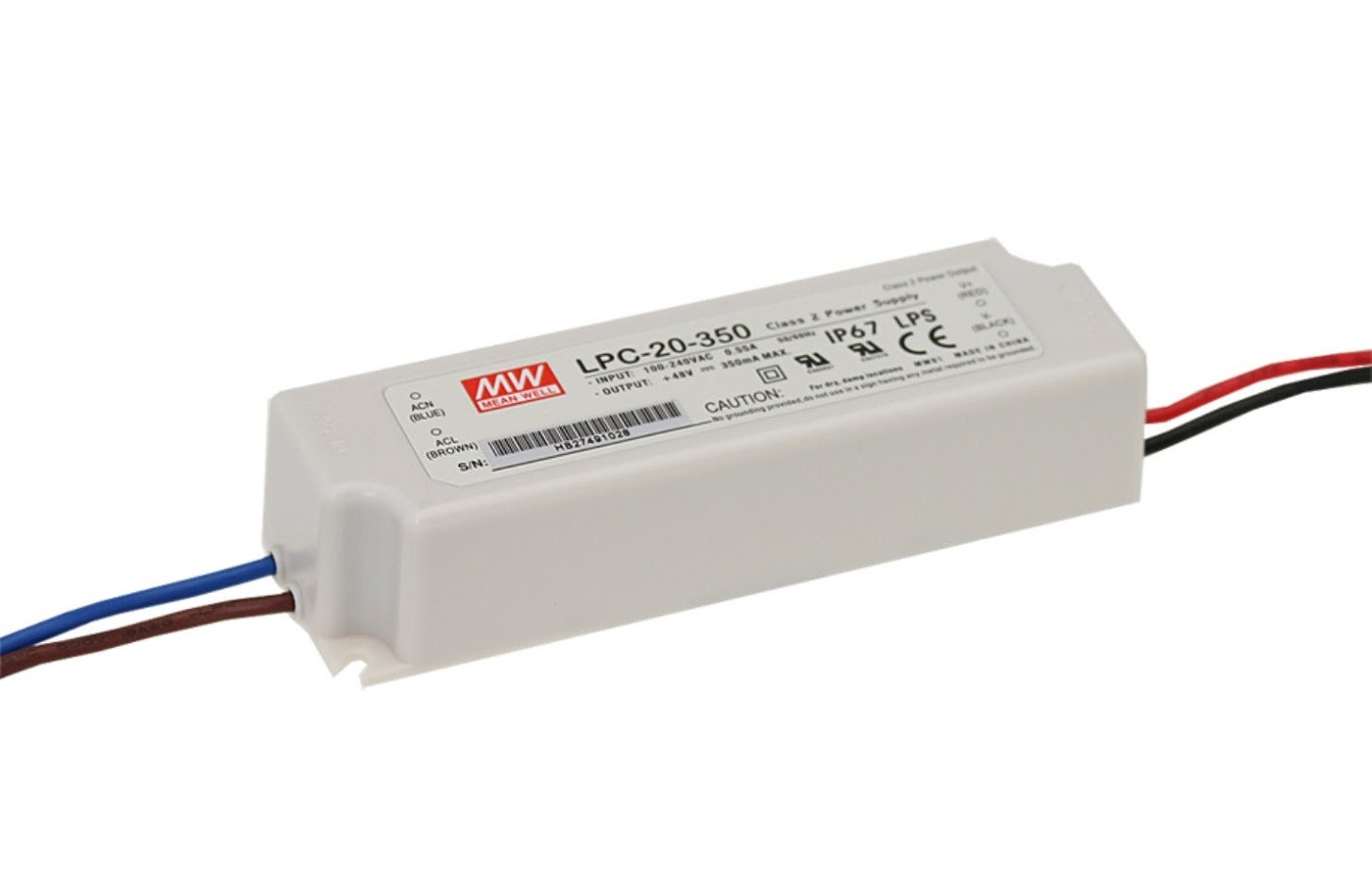 Meanwell LPC-20-350 20W 350mA LED Driver Constant Current Power Supply (6-Pack) - Free DHL Shipping | For LED Strip Lights, Signage & Commercial Lighting