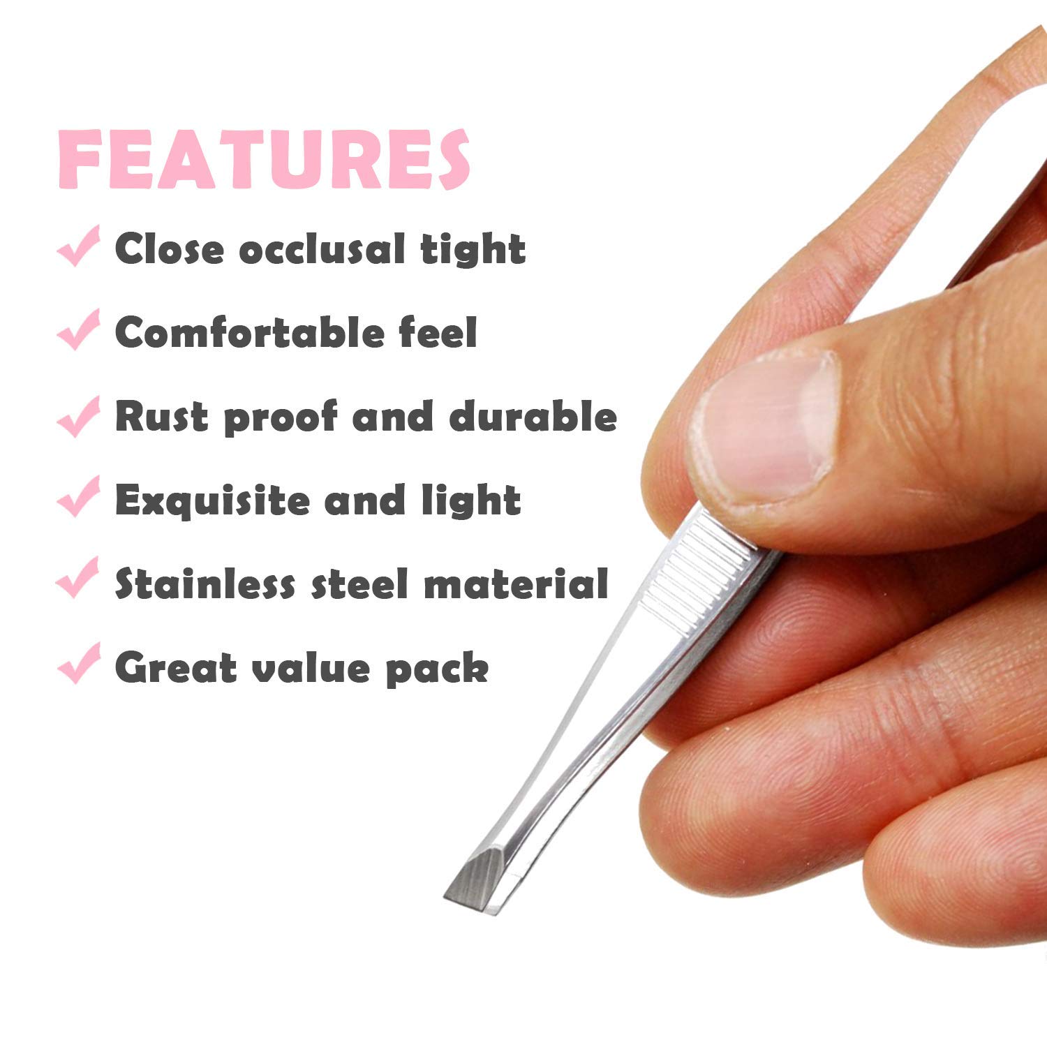 Adbeni Slant Tip Tweezers for Hair Removal & Eyebrows - 24 Pack Professional Hair Plucker Set - Perfect for Salon, Spa, Home Use and Travel Grooming Kit