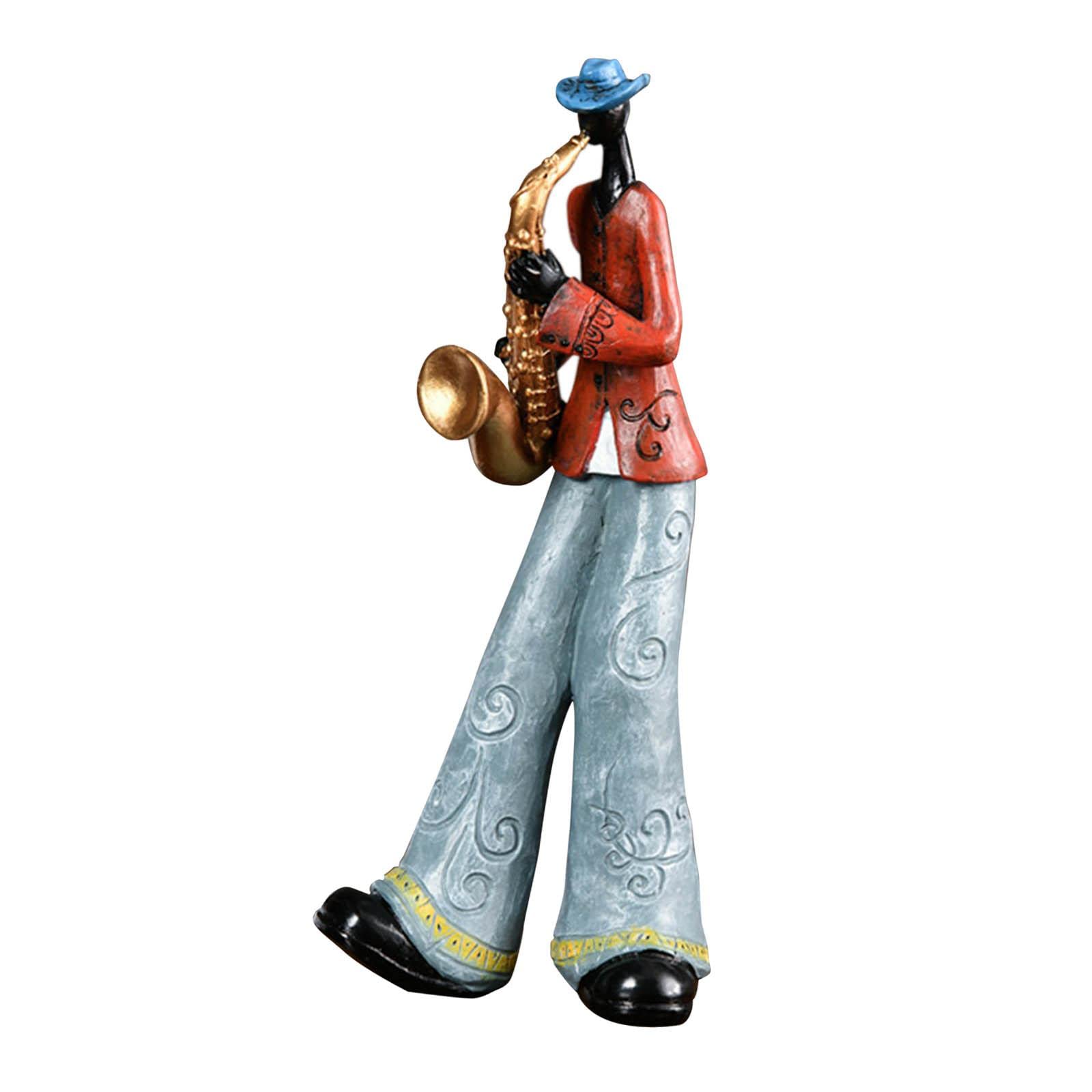Baoblaze Rock Band Resin Saxophone Player Statue - 11x28cm Music Art Sculpture for Bookshelf, Office & Farmhouse Decor | Perfect Gift for Musicians & Music Lovers