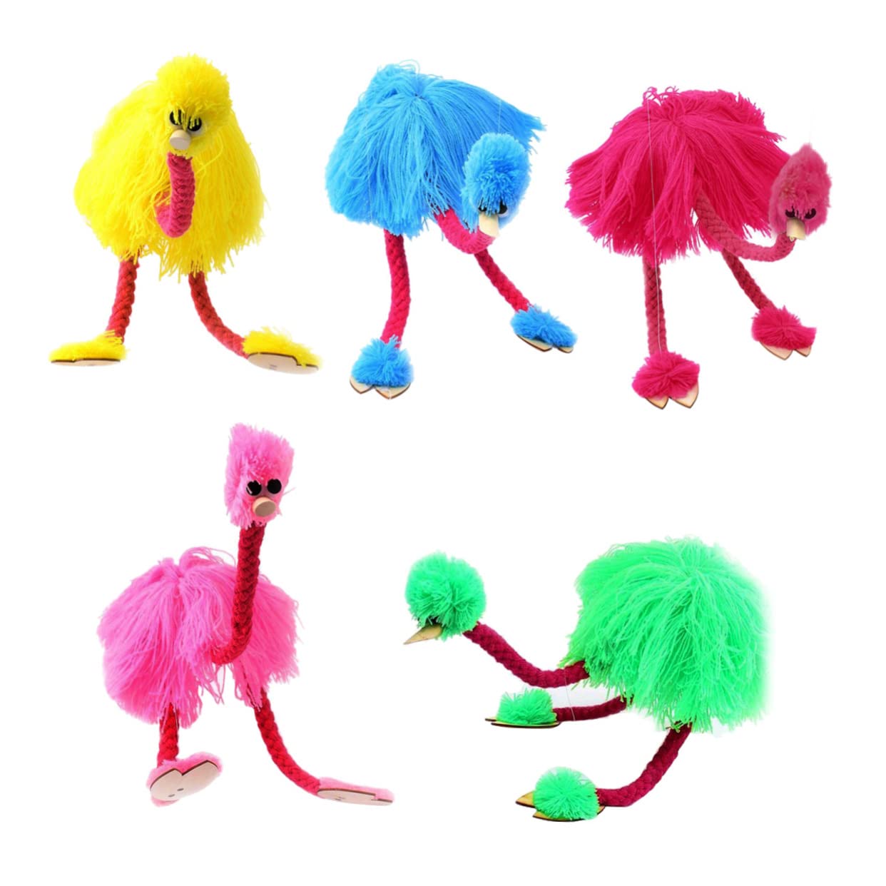 15-Piece Chicken String Pull Toy - Tropical Flamingo Decorations, Wooden Puppets & Hawaiian Themed Pull String Puzzle for Girls - Perfect for Birthday Parties, Baby Showers & Kids' Room Decor