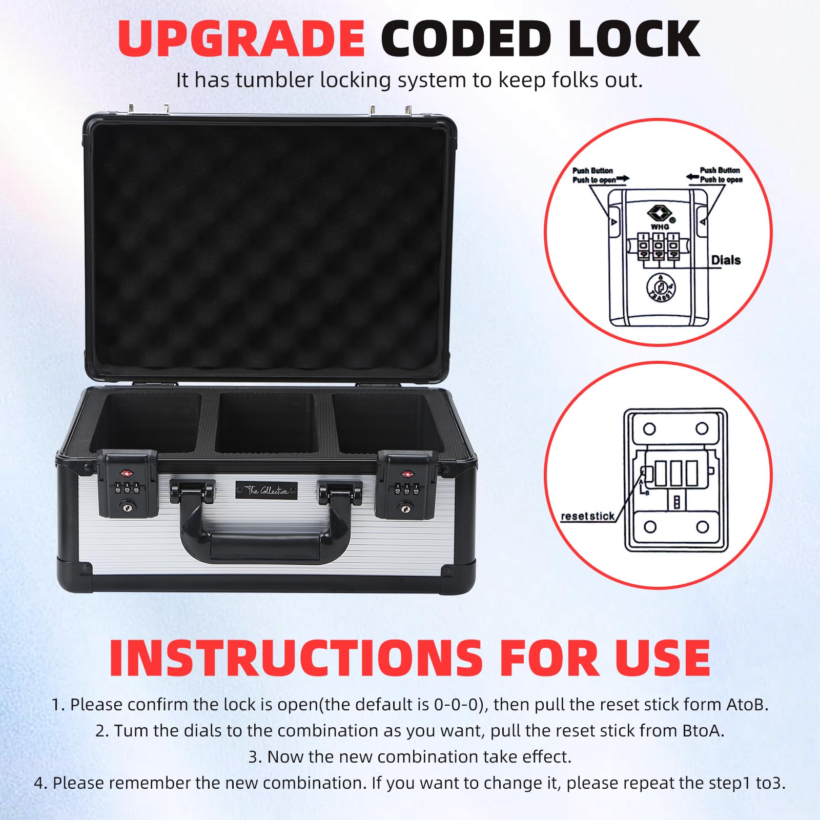Upgraded TSA Lock Graded Card Storage Box - Secure Baseball & Sports Trading Card Holder Case - Compatible with PSA, BGS, CSG, FGS Card Cases - Perfect for Collectors, Travel & Display