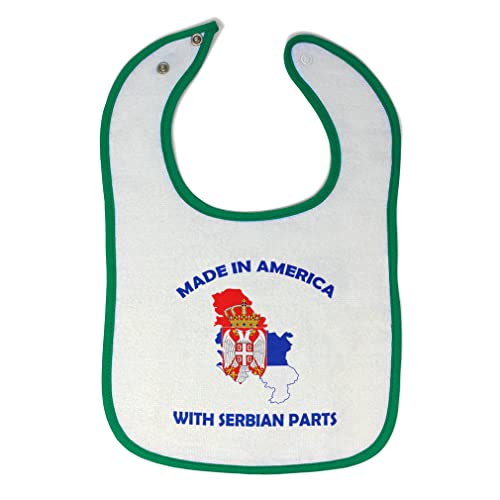 Premium Cotton Baby Bibs & Burp Cloths - Made in USA with Serbian Cotton - Soft & Absorbent for Toddlers & Infants (White & Green Design) - Perfect for Feeding Time, Messy Play & Everyday Use