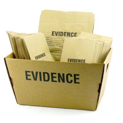 Crime Scene Evidence Bin with 3 Sizes of Paper Evidence Bags - Police & Forensic Supplies for Crime Scene Investigation, Film Production & Training Scenarios