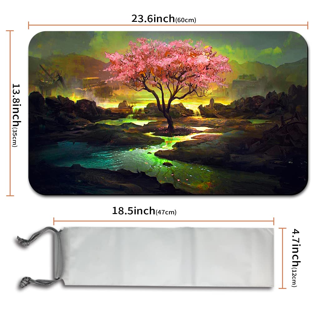 Premium Pink Tree MTG Playmat with Free Waterproof Bag - Dustproof & Waterproof Magic The Gathering Game Mat, Mouse Pad & Battlefield Support for MTG, Yu-Gi-Oh, Pokemon TCG - Perfect for Tournaments, Home Gaming & Collectors