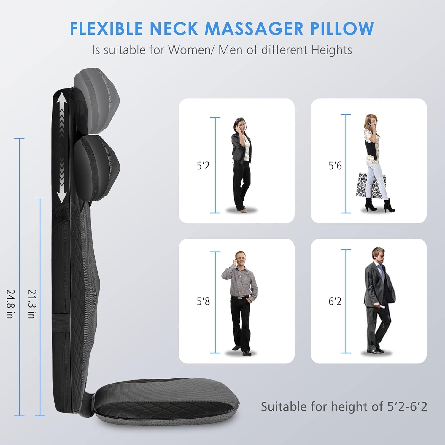 Shiatsu Neck and Back Massager with Heat - Adjustable Kneading Rolling Massage Chair Pad for Neck, Back & Shoulder Pain Relief - Perfect Gift for Mom and Dad - Ideal for Home, Office & Car Use