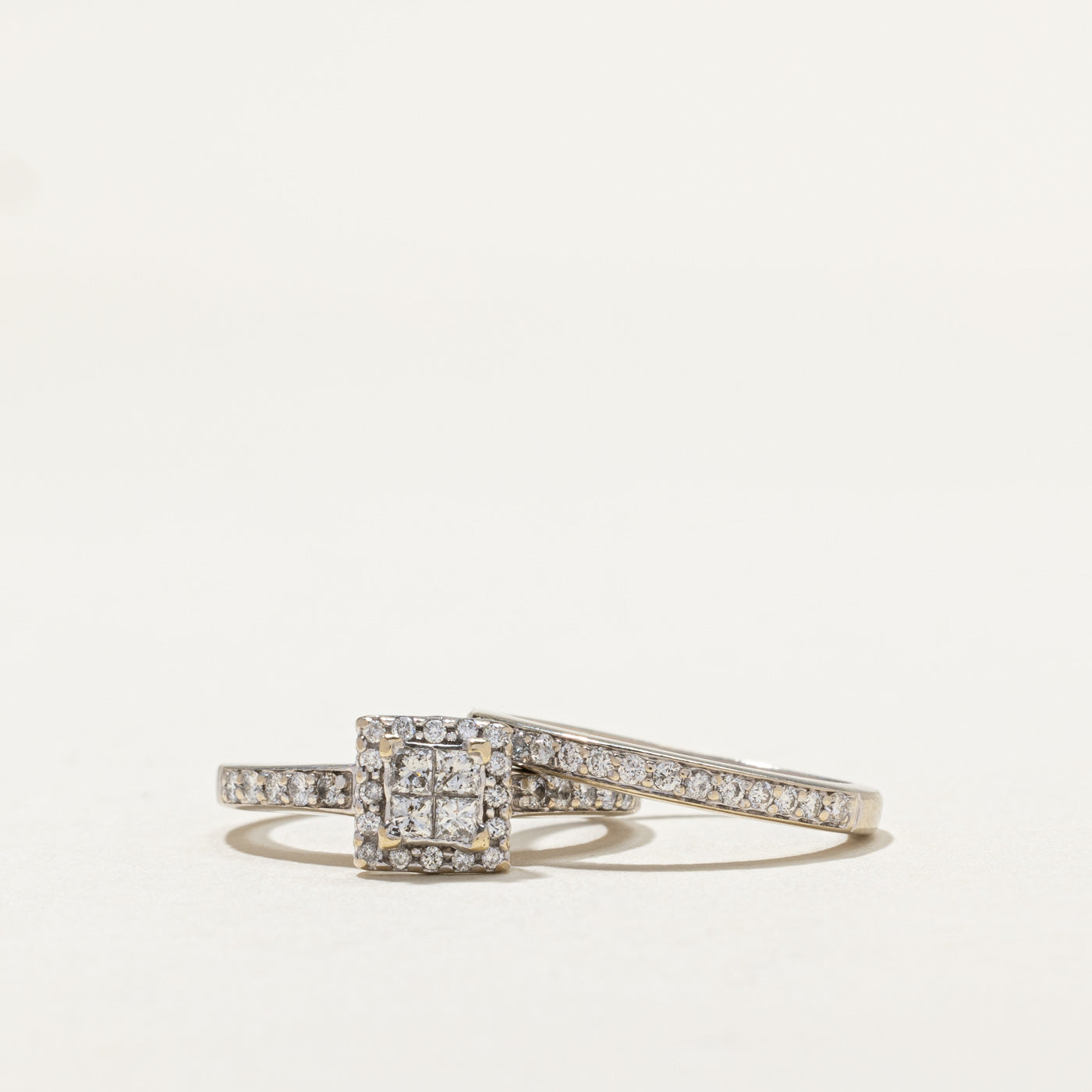 14K Illusion Set Diamond Wedding Ring Set | 0.24ctw & 0.30ctw | Size 4.5 | Elegant Bridal Jewelry for Engagement & Anniversary Gifts
