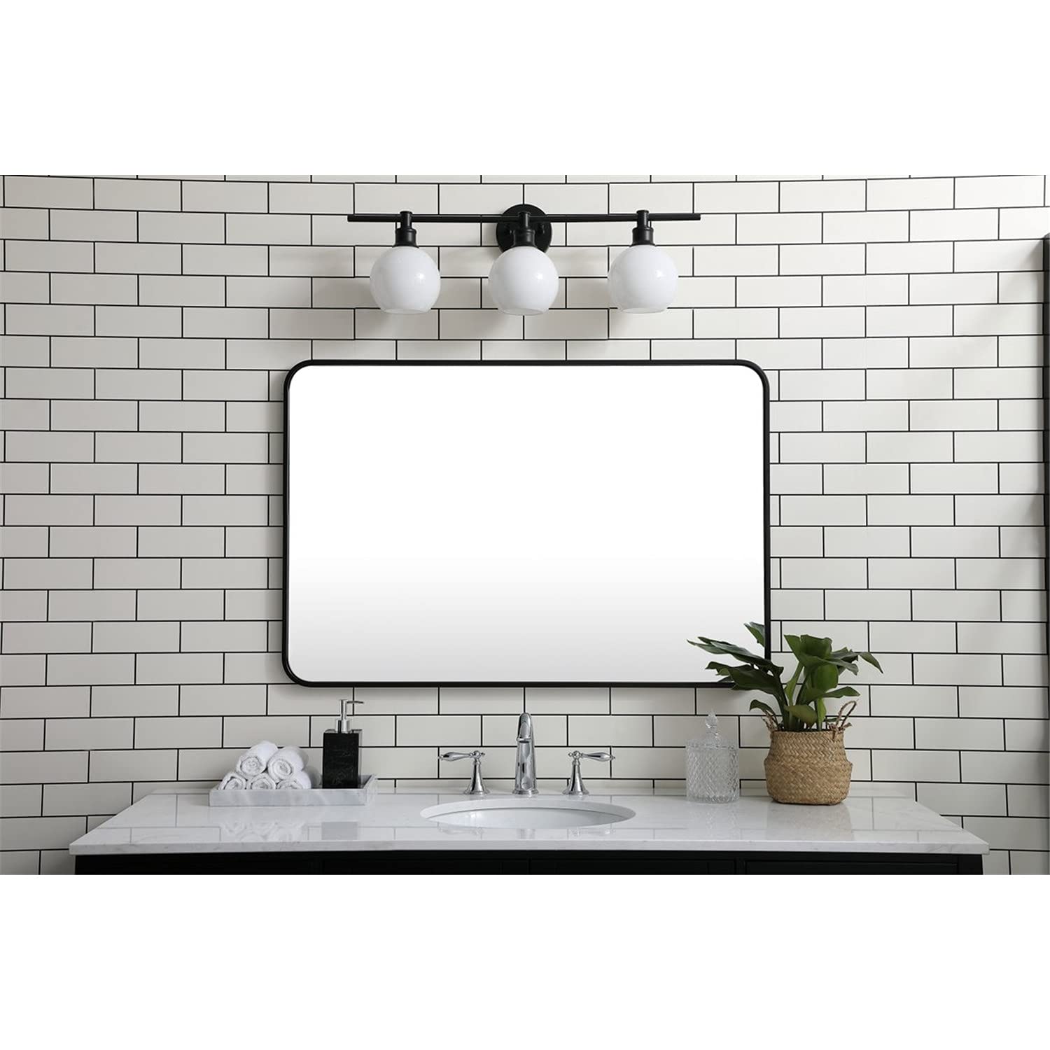 Elegant Black Metal Mirror 27x40 for Home Decor