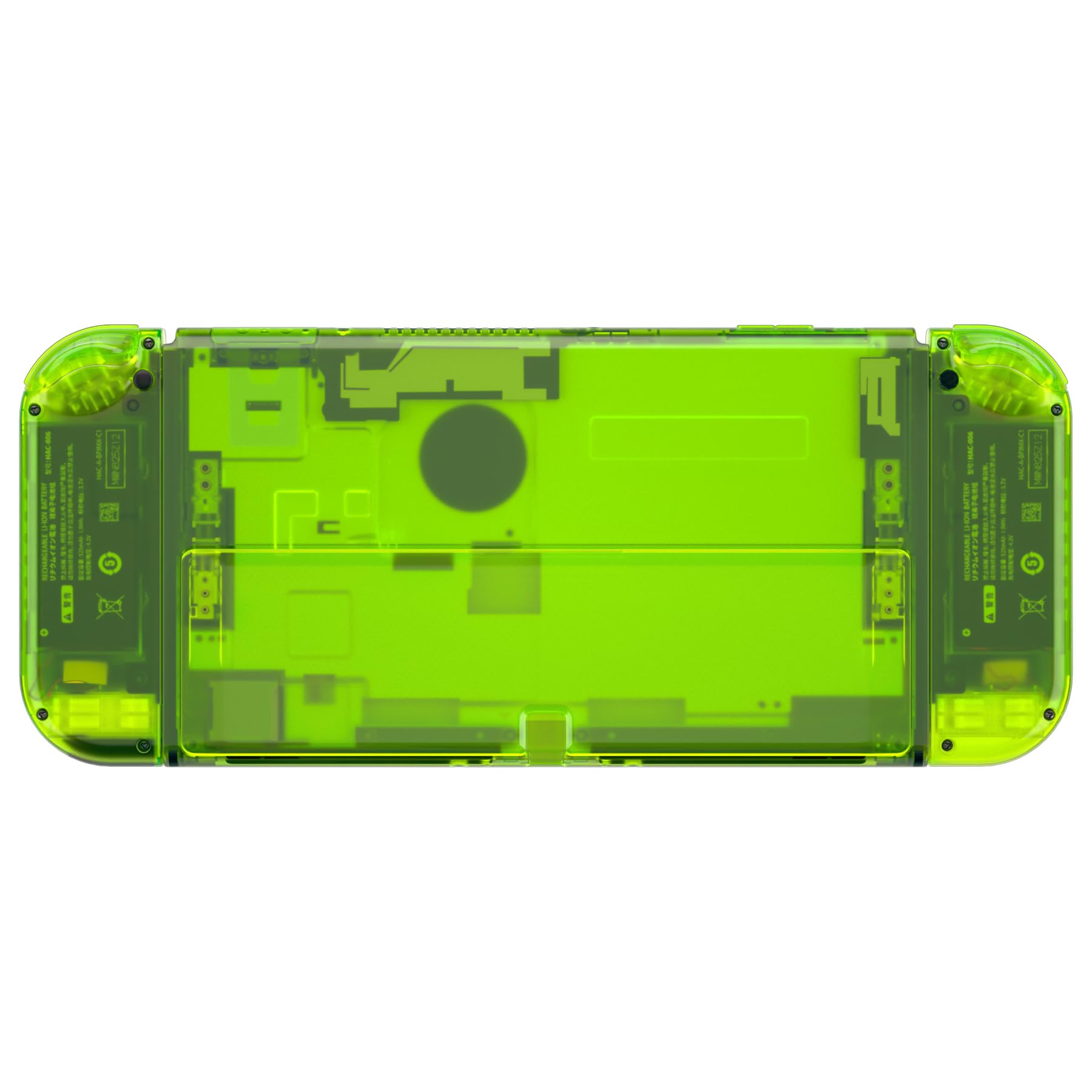 eXtremeRate Replacement Buttons & Back Cover Shell for Nintendo Switch OLED Console - Transparent Lime Green | Joycon Controller Case & Kickstand | Perfect for Gaming & Customization