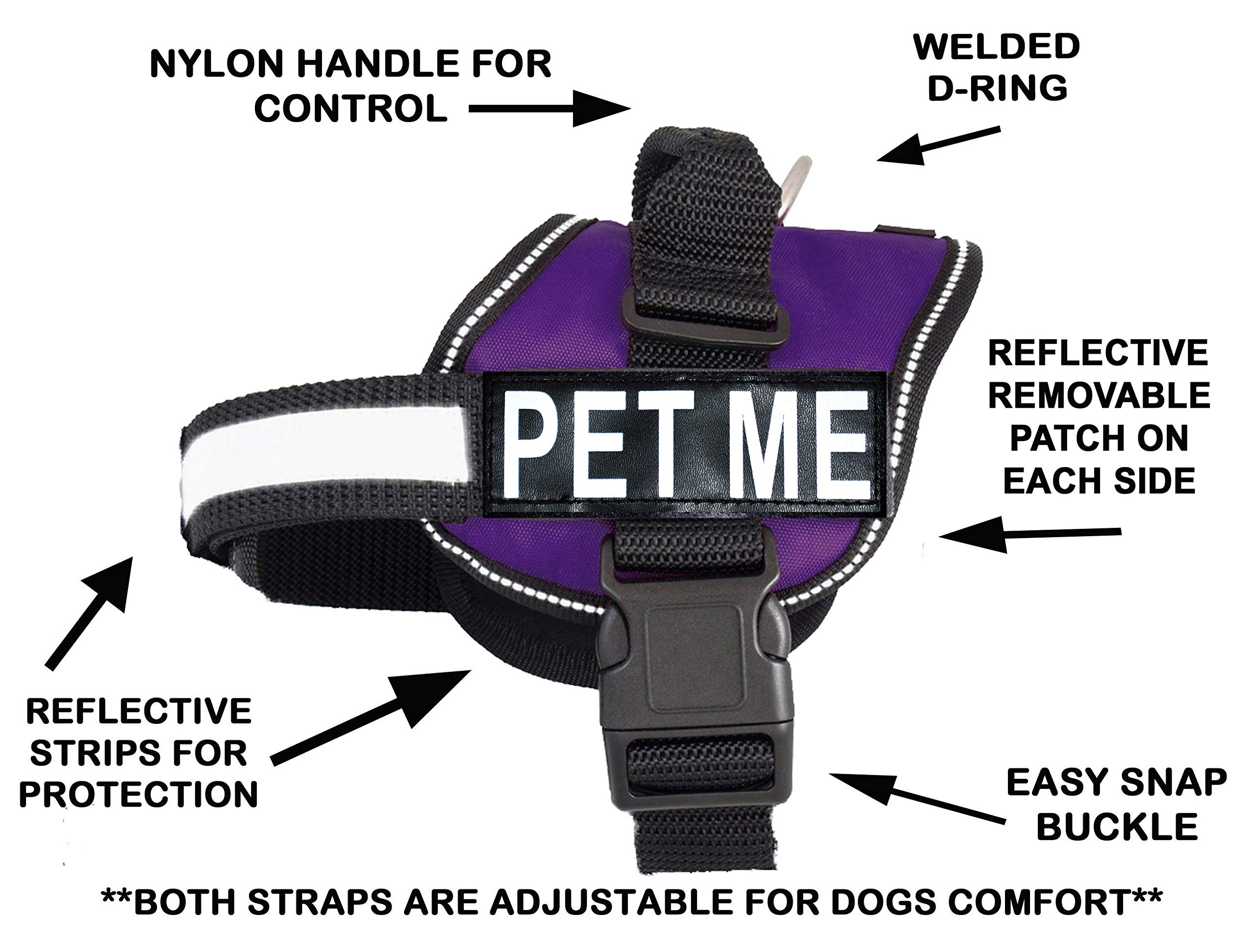Doggie Stylz Adjustable Dog Harness with Removable Reflective Patches - Purple Pet Vest for Small to Medium Dogs (19