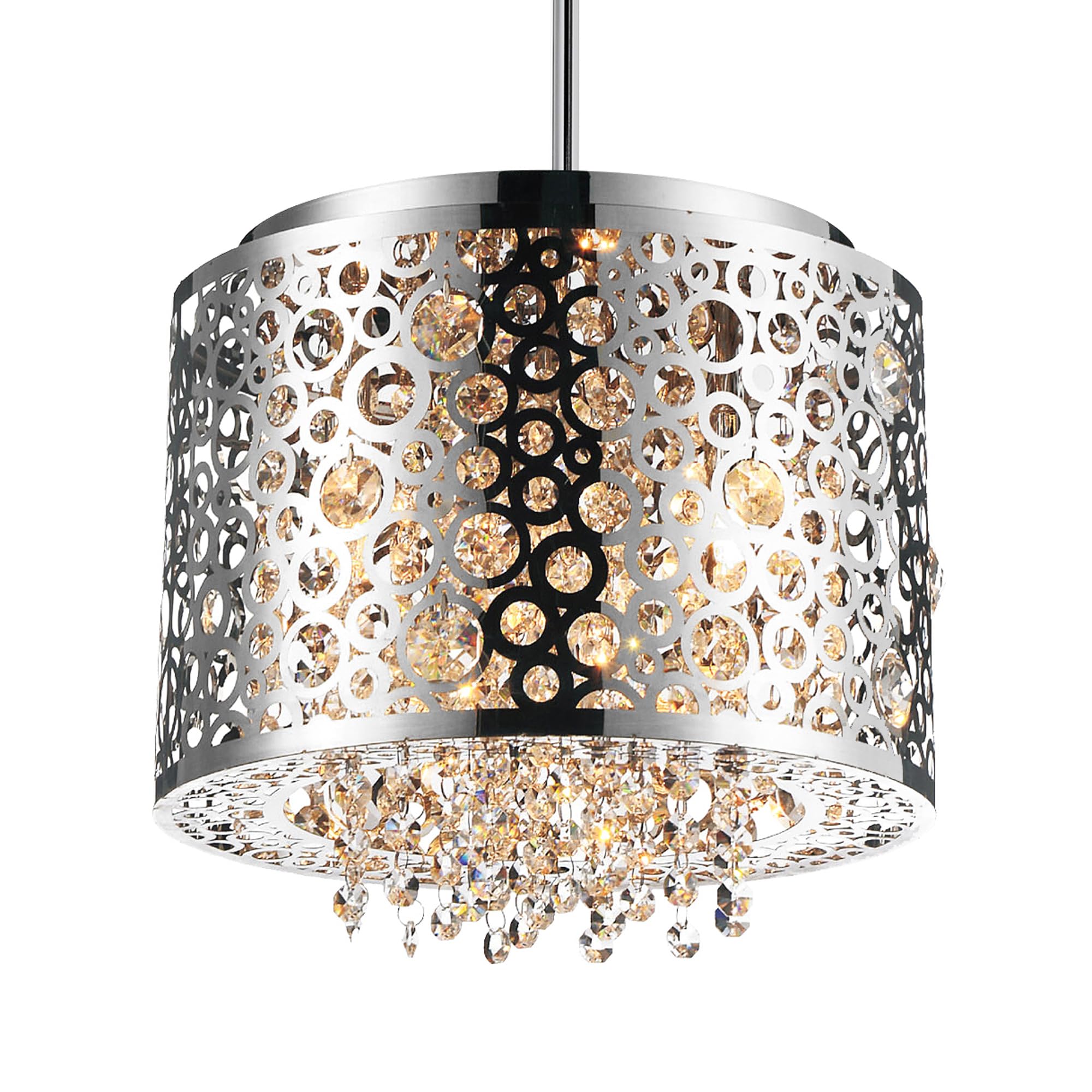 CWI Lighting Bubbles 4-Light Drum Shade Mini Pendant with Chrome Finish - Modern Ceiling Light Fixture for Kitchen Island, Dining Room, or Bedroom Lighting