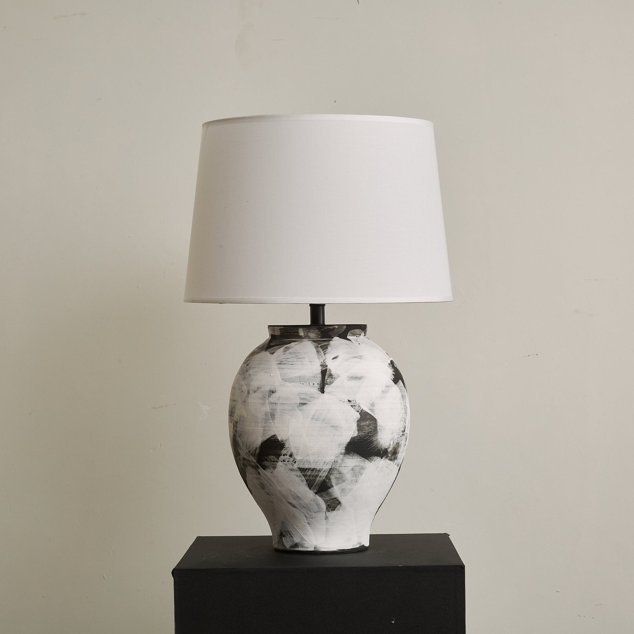 Modern Ink Wash Table Lamp - Handmade Ceramic Nightstand Lamp with Adjustable Brightness for Bedroom, Living Room, and Office Decor