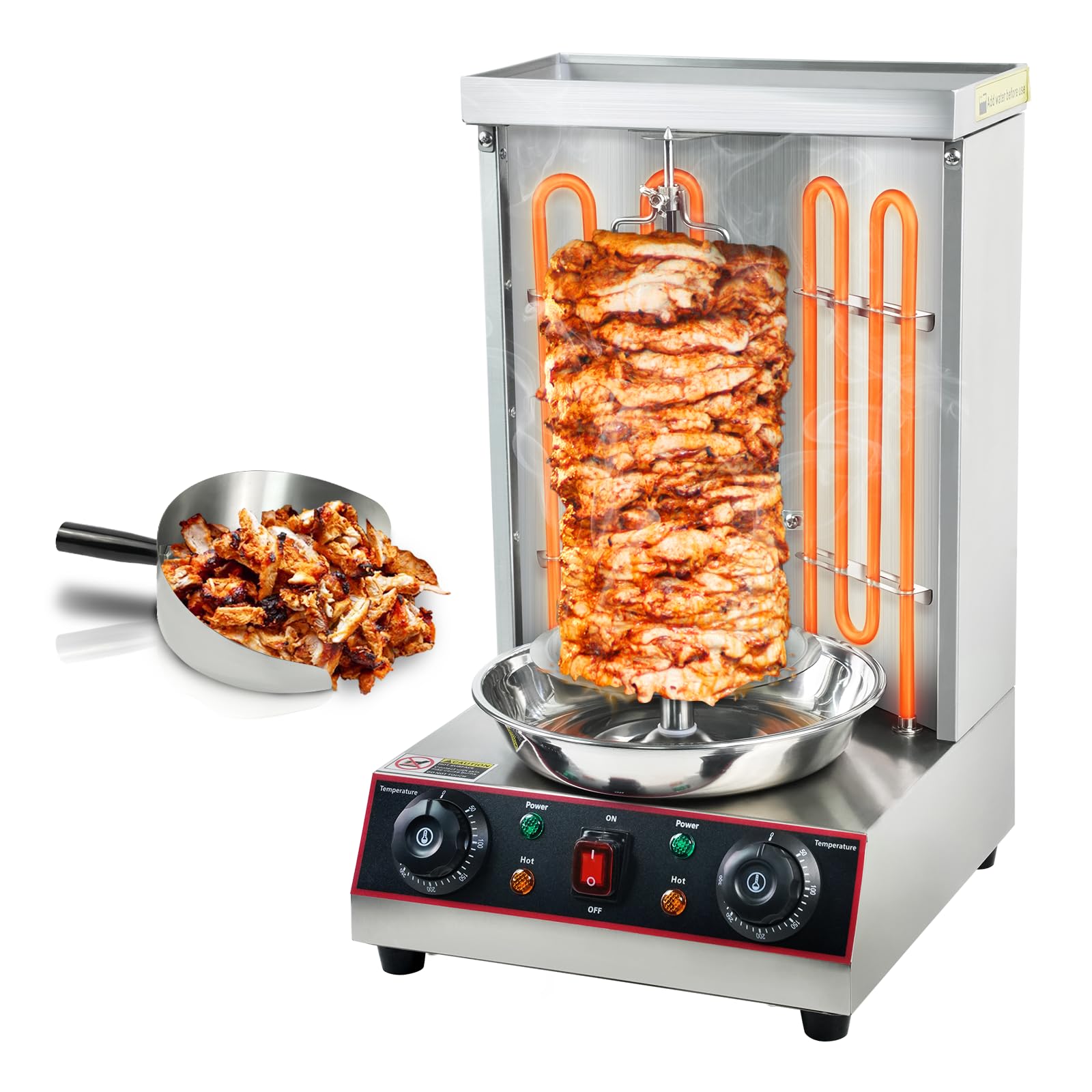 Electric Shawarma Grill Machine - Vertical Doner Kebab Rotisserie Oven with Meat Catch Pan | Commercial & Home Use for Gyro, Chicken, Beef | Perfect for Restaurants, Food Trucks & Parties