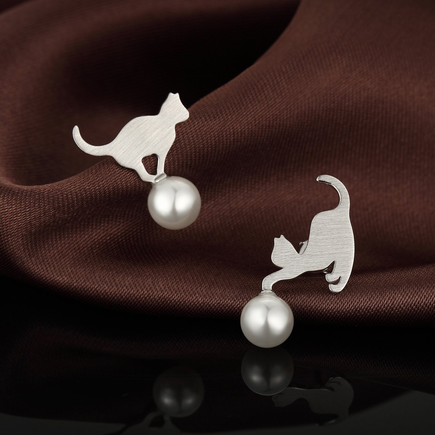 925 Sterling Silver Animal Pearl Stud Earrings - Cat, Deer, Rabbit, Bird Designs for Women | Elegant Jewelry for Everyday Wear, Parties & Gifts
