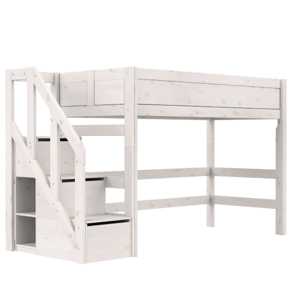 High Sleeper Bed with Staircase - 152cm Loft Bed for Kids & Teens - Space-Saving Bedroom Furniture for Small Rooms & Dormitories