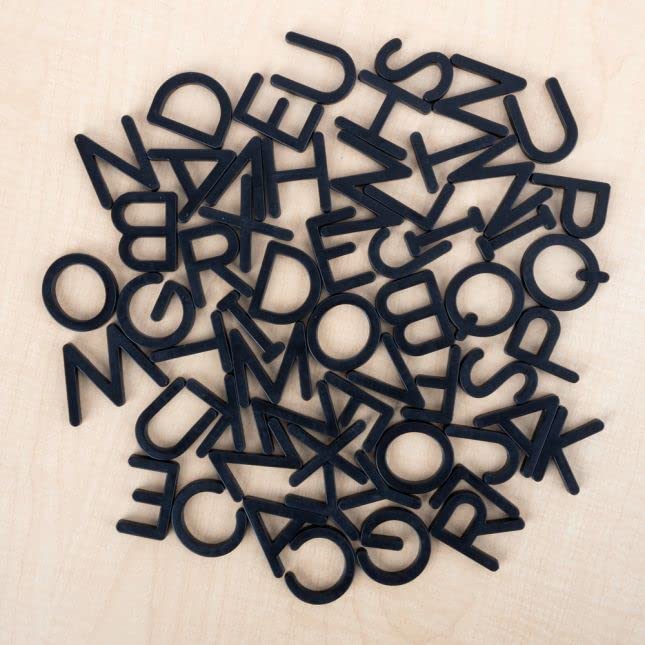 Uppercase Magnetic Black Plastic Letters Set of 57 - Alphabet Learning Tools for Kids - Perfect for Reading, Writing & Spelling Practice - Great for Classroom, Homeschool & Refrigerator Learning Activities