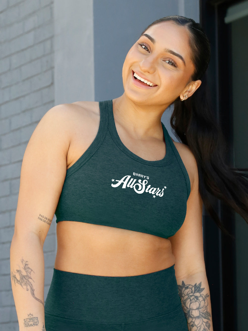 Vuori Moss Heather Elevation Racer Bra - Women's High-Performance Sports Bra for Running, Yoga & Workouts - Moisture-Wicking & Supportive Activewear
