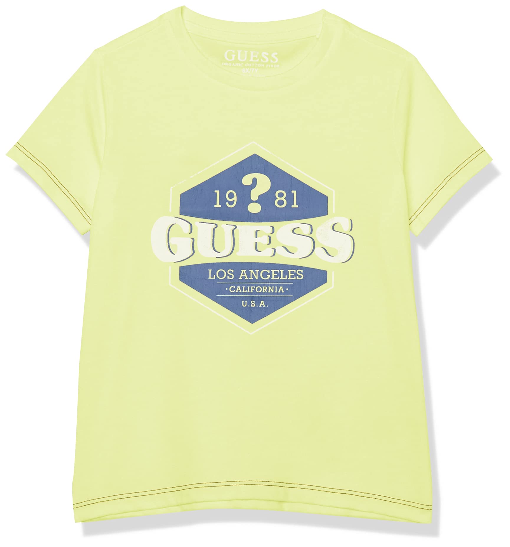 GUESS Boys' Little Crackle Effect Logo 100% Organic Cotton T-Shirt | Soft & Comfortable Kids Tee | Perfect for School, Playdates & Casual Outings