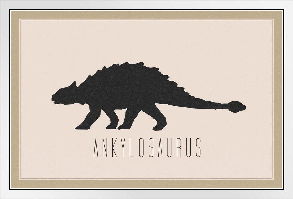 Ankylosaurus Dinosaur Wall Art - Framed Tan Dinosaur Poster for Kids Room Decor (14x20 Inch) - Perfect for Bedroom, Nursery & Playroom Wall Decor