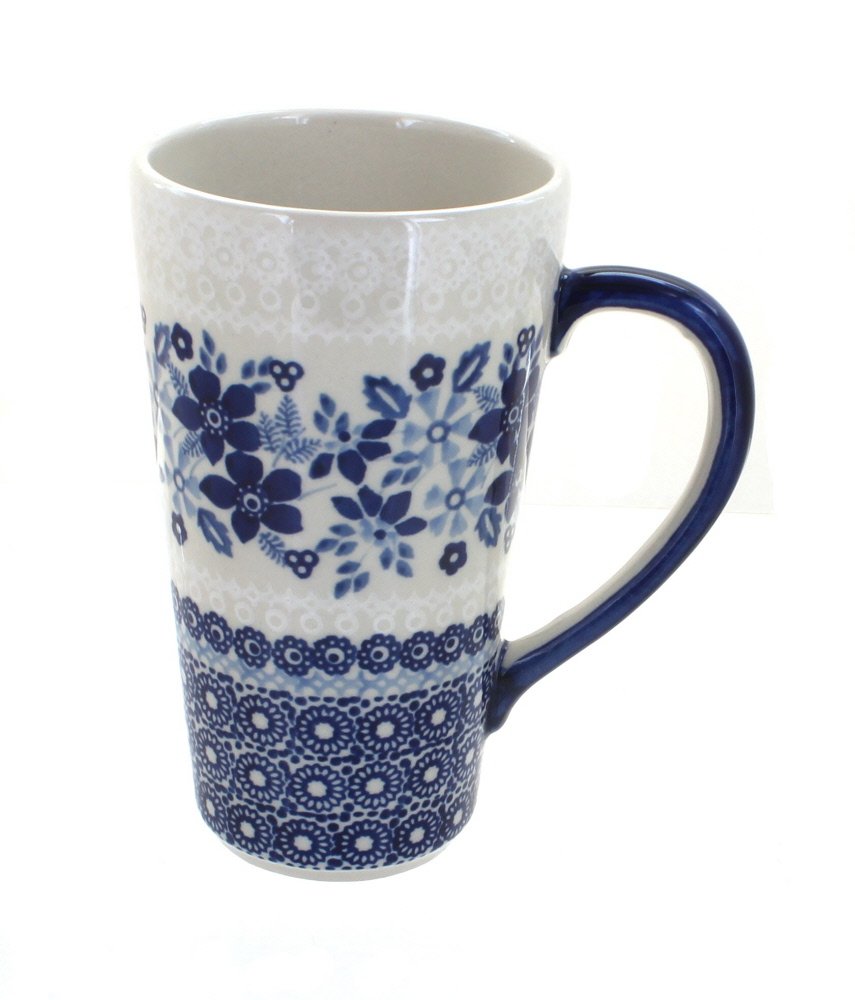 Blue Rose Polish Pottery Elizabeth Large Coffee Mug - Handcrafted Ceramic Tea Cup for Home, Office & Gifts | Perfect for Morning Coffee, Afternoon Tea & Cozy Moments