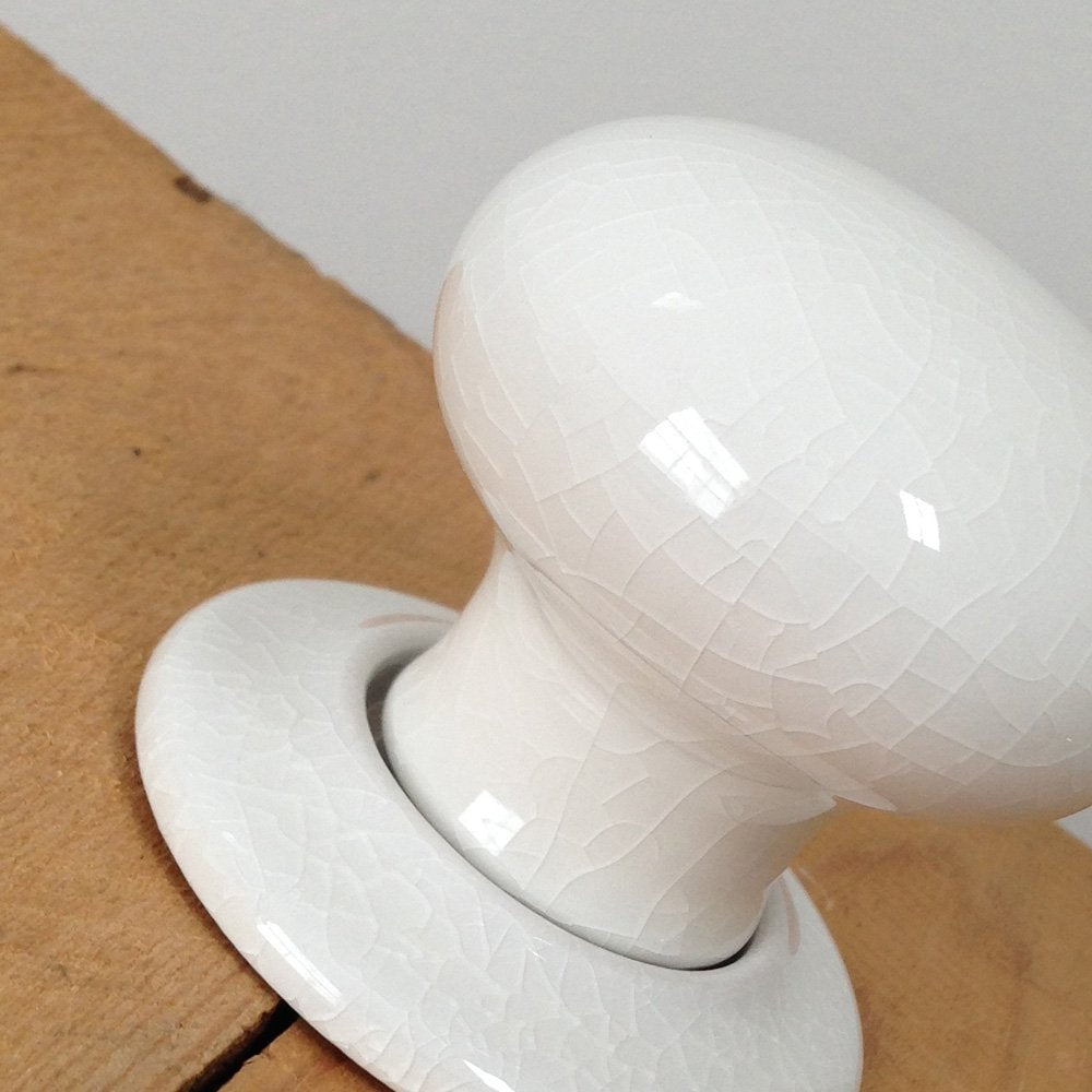 Vintage White Crackle Glaze Ceramic Door Knobs - Handcrafted for Home & Cabinet Doors - Perfect for Farmhouse, Cottage & Shabby Chic Decor