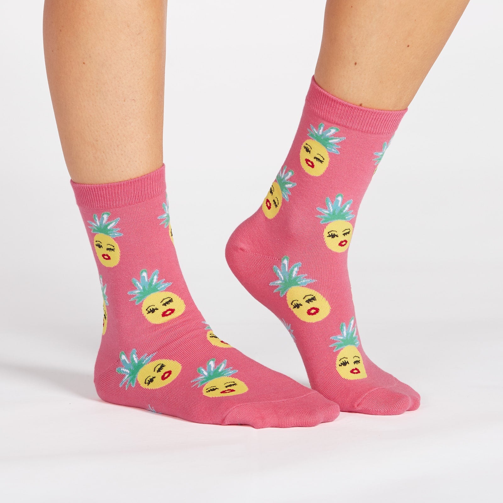 Sassy Pineapples Women's Crew Socks - Fun & Comfortable Cotton Ankle Socks for Everyday Wear, Workout & Gifts - Sock It To Me Brand