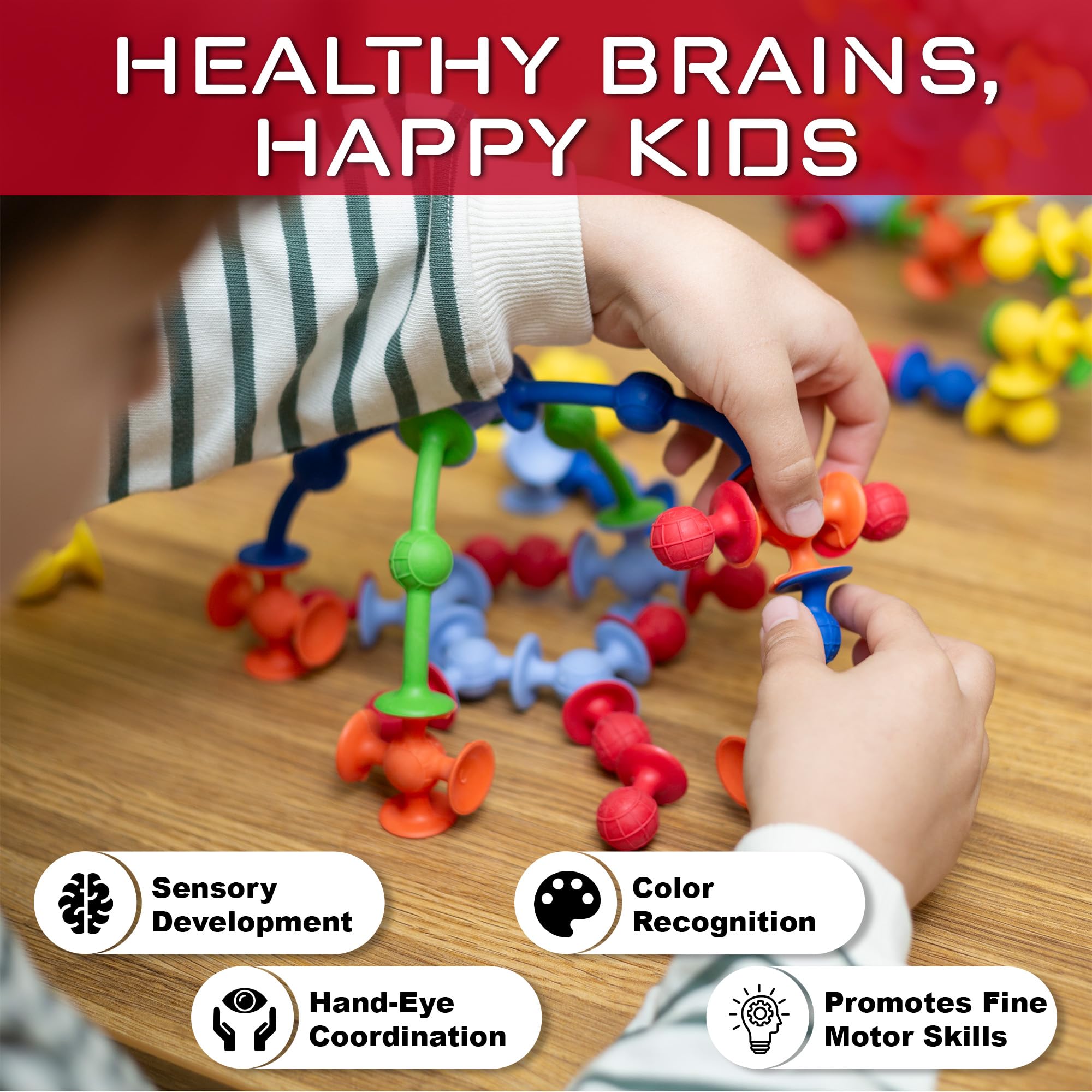 25 PCS Suction Cup Building Toys for Kids Ages 3+ | STEM Sensory Learning Toys for Toddlers | Bath & Window Play, Early Education Development Activities
