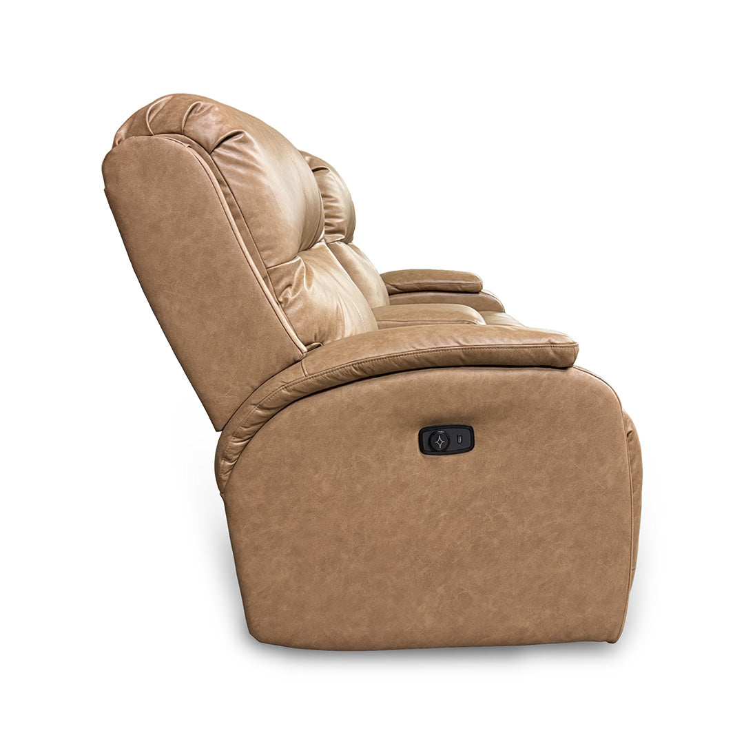 Maverly Power Reclining Loveseat with Console - Modern Electric Recliner Sofa with Cup Holders & USB Charging Ports | Perfect for Living Room, Home Theater & Small Spaces