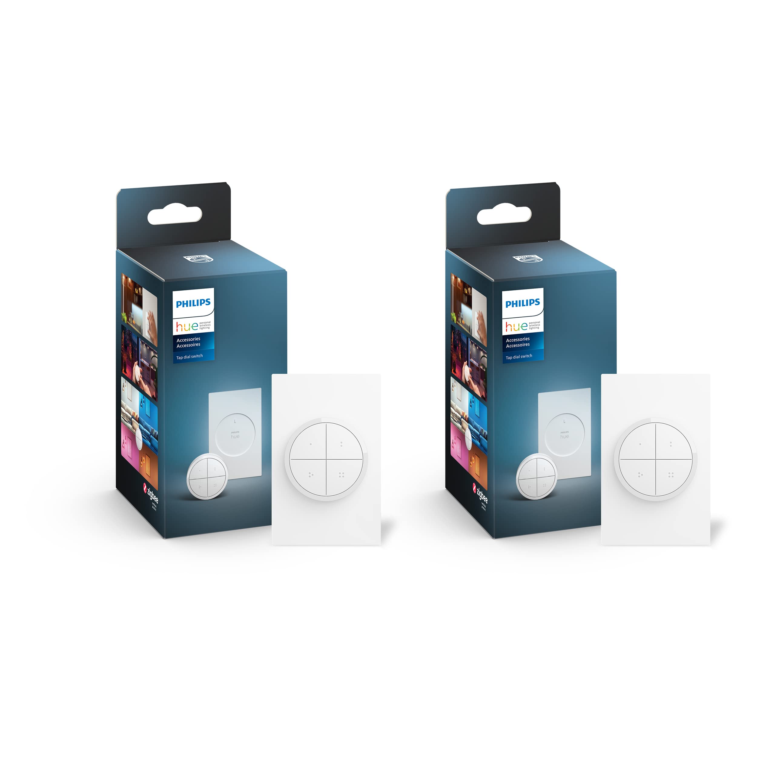 Philips Hue Wall Tap Dial Light Switch - 2 Pack, White | Wireless Smart Home Control for Hue Lights & Hue Bridge | No-Wire Installation | Perfect for Bedrooms, Living Rooms & Home Automation