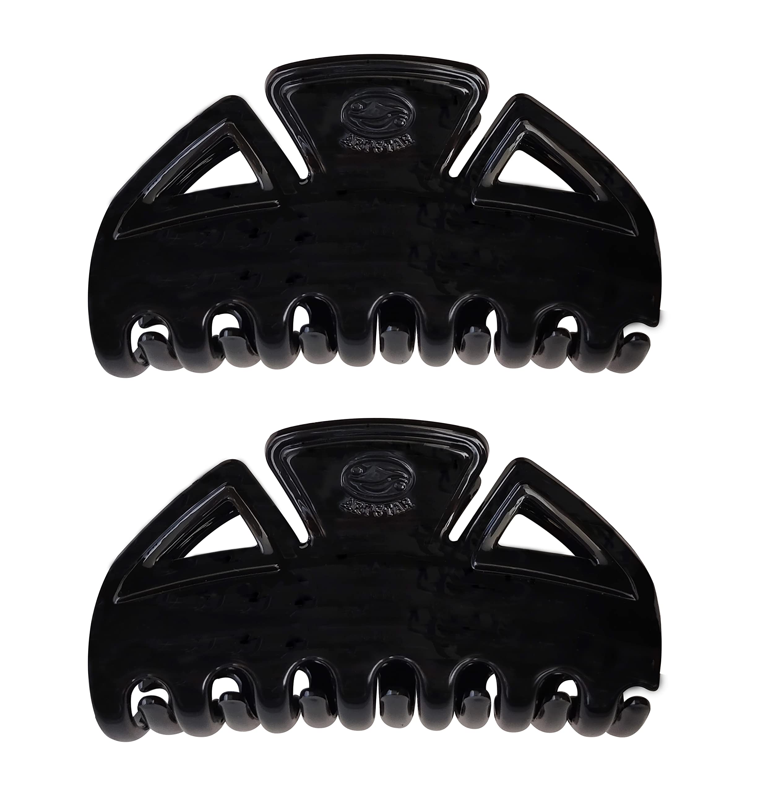 BellaStella Large Black Plastic Hair Claw Clips for Women & Girls - 2 Pack | Perfect for Ponytails, Buns & Updos | Hair Accessories for Everyday, Work & Special Occasions