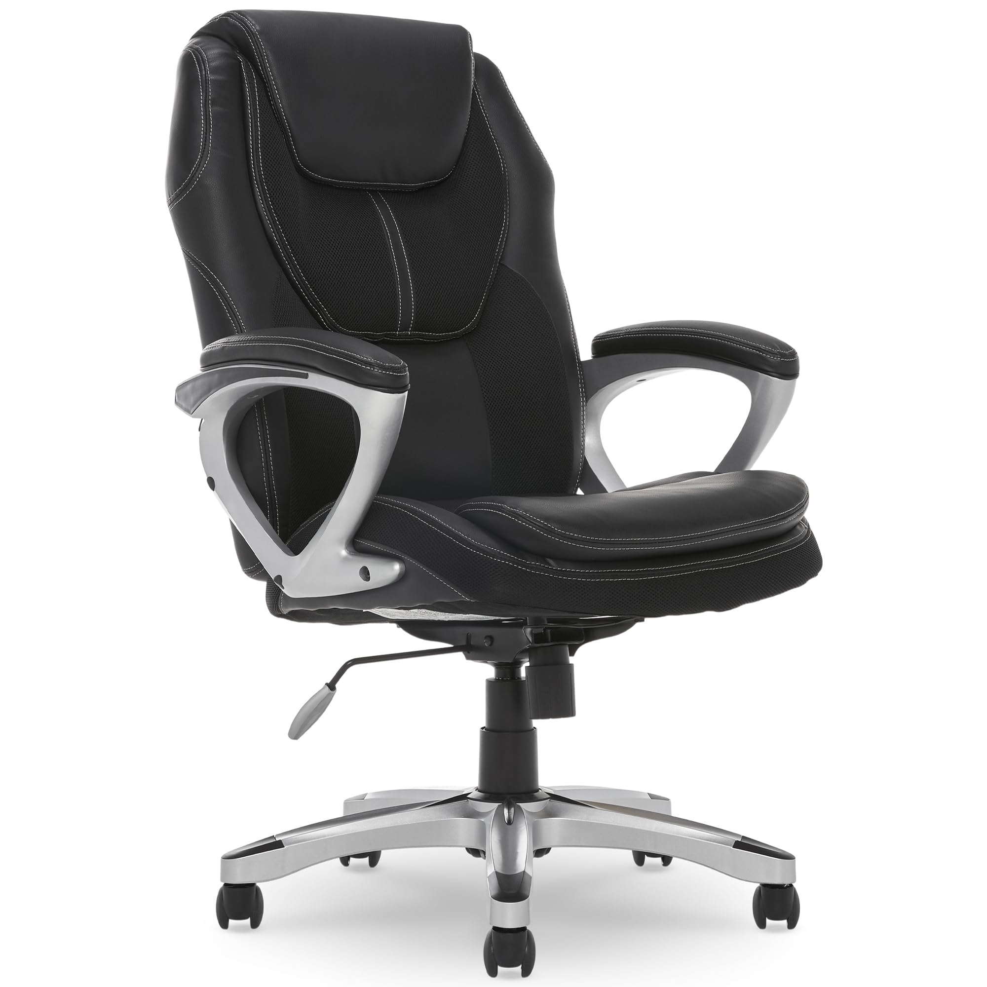 Serta Amplify Executive Office Chair - Adjustable Ergonomic Gaming Chair with Lumbar Support, Padded Arms, Faux Leather & Mesh Back - Black - Perfect for Home Office, Gaming Setup & Workspace Comfort