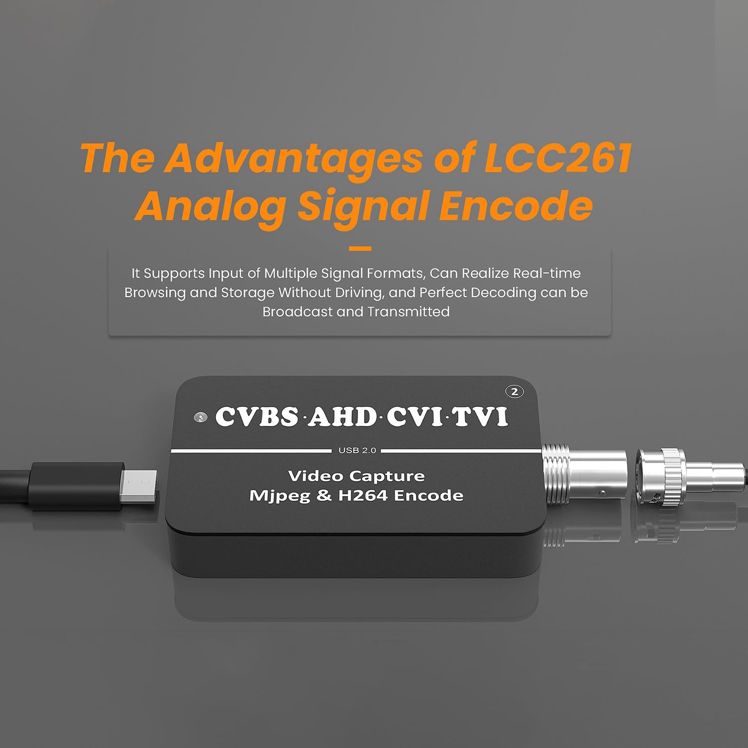 Tassety 1PC LCC261 1080P CVBS to USB Video Capture Card - Black Aluminum Alloy AHD CVI TVI Converter for PC/Laptop - Perfect for Live Streaming, Security Monitoring & Video Recording