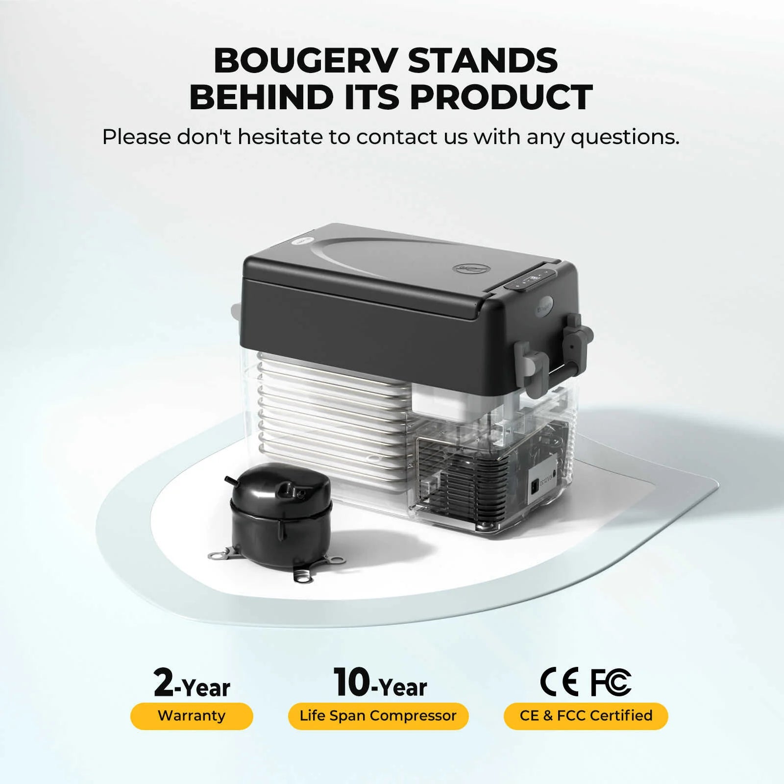 BougeRV 12V 42 Quart (40L) Portable Car Refrigerator Freezer for Camping, Road Trips & Outdoor Adventures - Compact Fridge for Food, Drinks & Medical Supplies