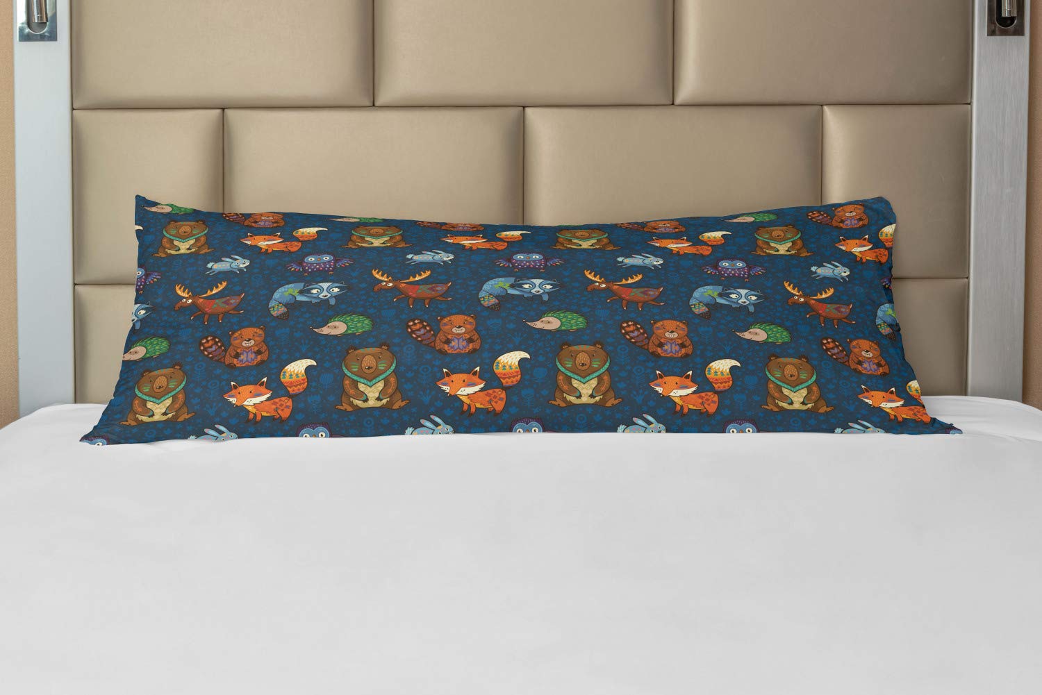 Ambesonne Woodland Animal Body Pillow Case Cover with Zipper - Jungle Themed Decorative Long Pillowcase 21