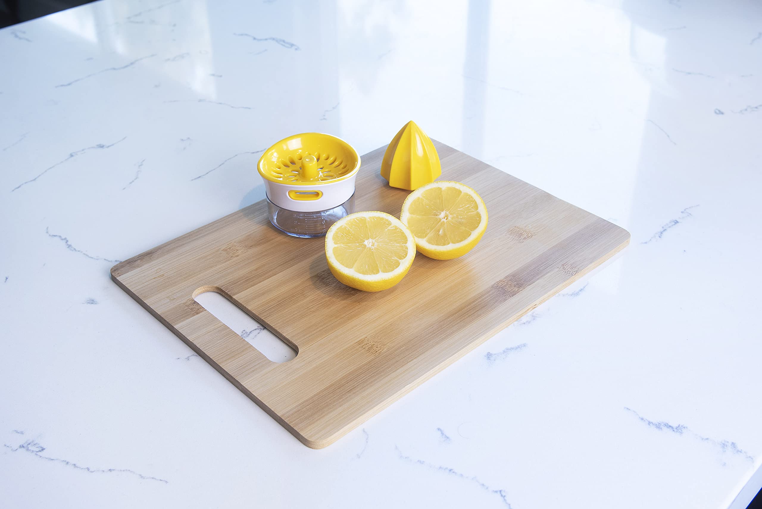 Joie Squeeze and Pour Juicer Reamer - 10 tsp Citrus Press for Lemons, Limes & Oranges - Yellow Kitchen Gadget for Fresh Juice, Cocktails & Cooking