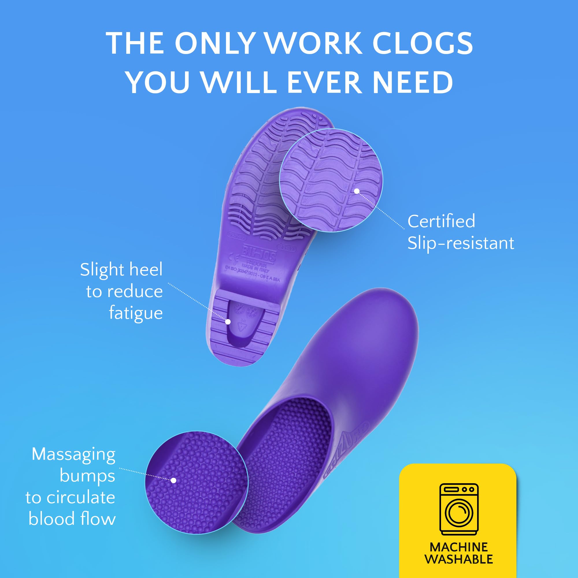 **CALZURO Classic Unisex Work Clogs - Slip-Resistant Nursing & Kitchen Shoes for Men & Women - Autoclavable Rubber Clogs for Healthcare & Food Service Professionals**    *(Perfect for Hospitals, Kitchens, Salons & Labs - Comfortable & Durable Non-Slip Safety Footwear)*