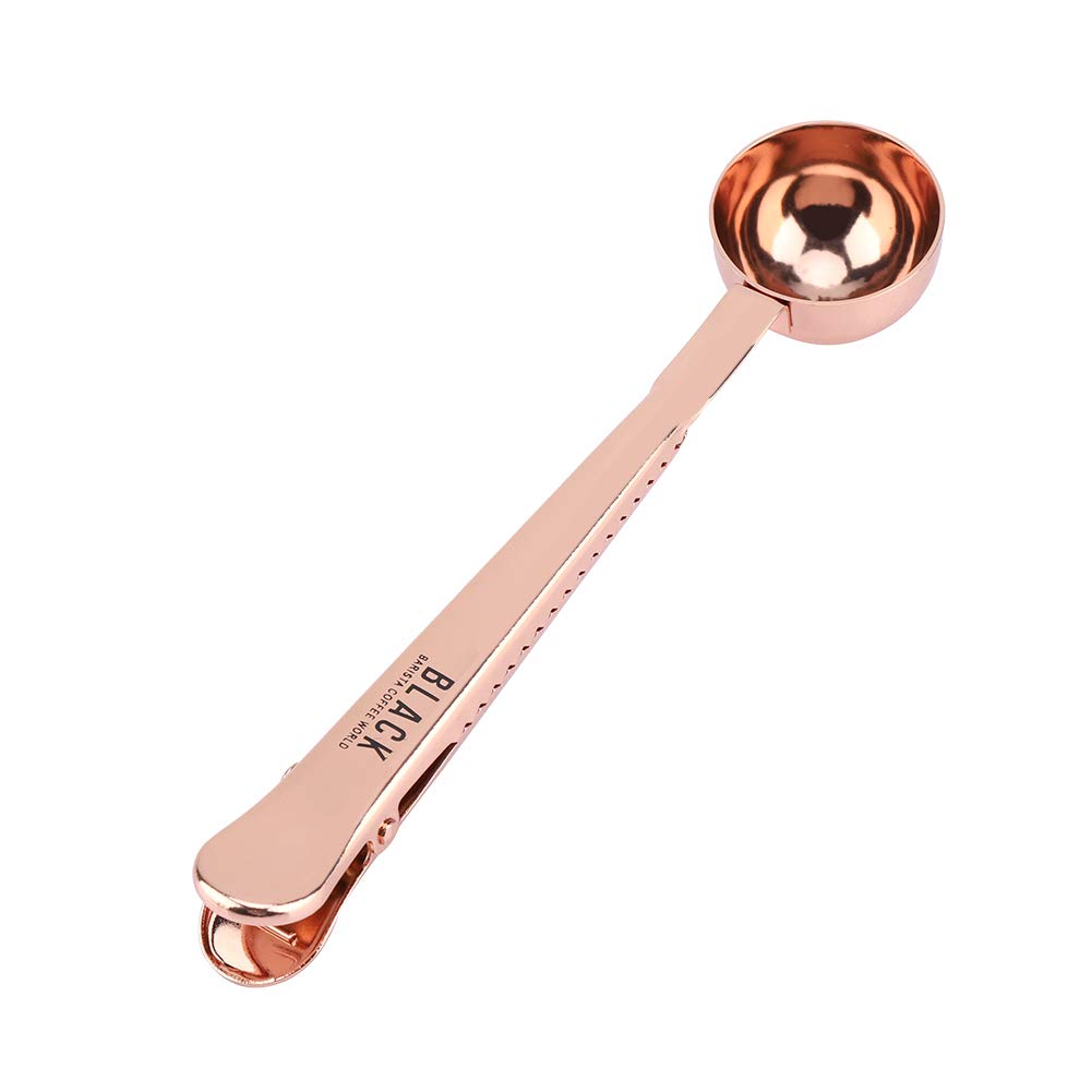 Premium Coffee Measuring Scoop with Bag Sealing Clip - Accurate 1 Tbsp Stainless Steel Coffee Spoon for Ground Coffee, Tea & Spices - Ideal for Baristas, Home Brewing & Kitchen Storage Organization