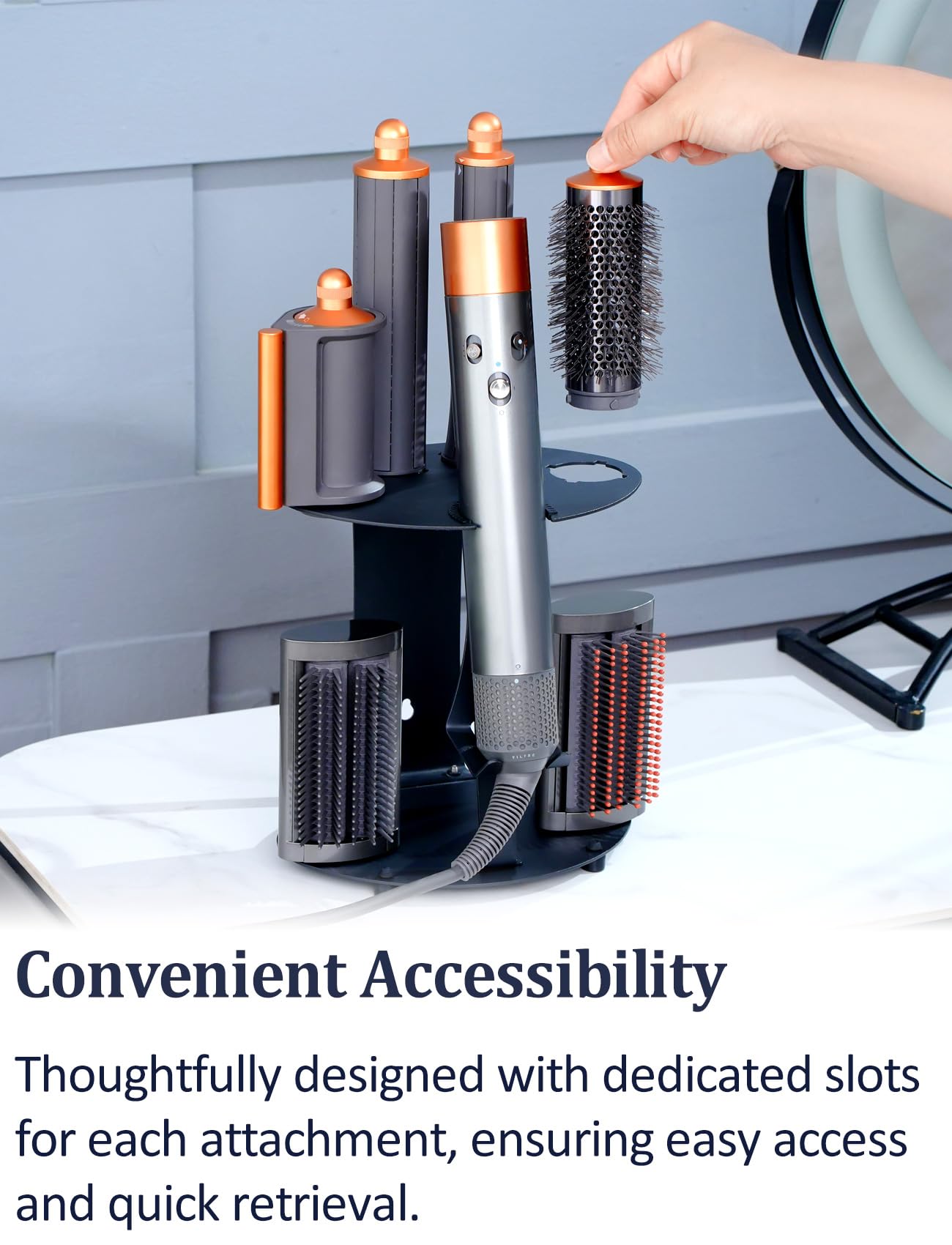 Dyson Airwrap Organizer Stand - Curling Iron Holder & Hair Tool Storage Rack, Wall Mountable Desktop Accessory for Home & Bathroom | Perfect for Salon-Style Styling & Clutter-Free Vanity Organization